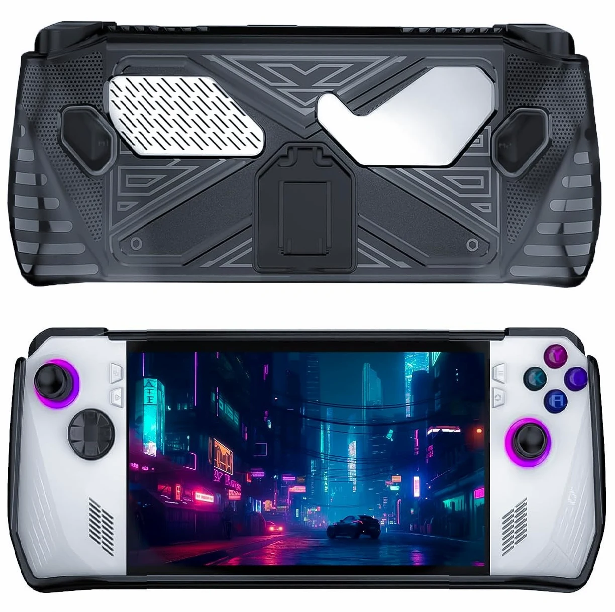 ENCASED Set di Accessori per Asus ROG Ally – Cover Portatile con Cavalletto, Custodia Rigida per il Trasporto e Pellicola Vetro Temperato Protettiva (Nero)