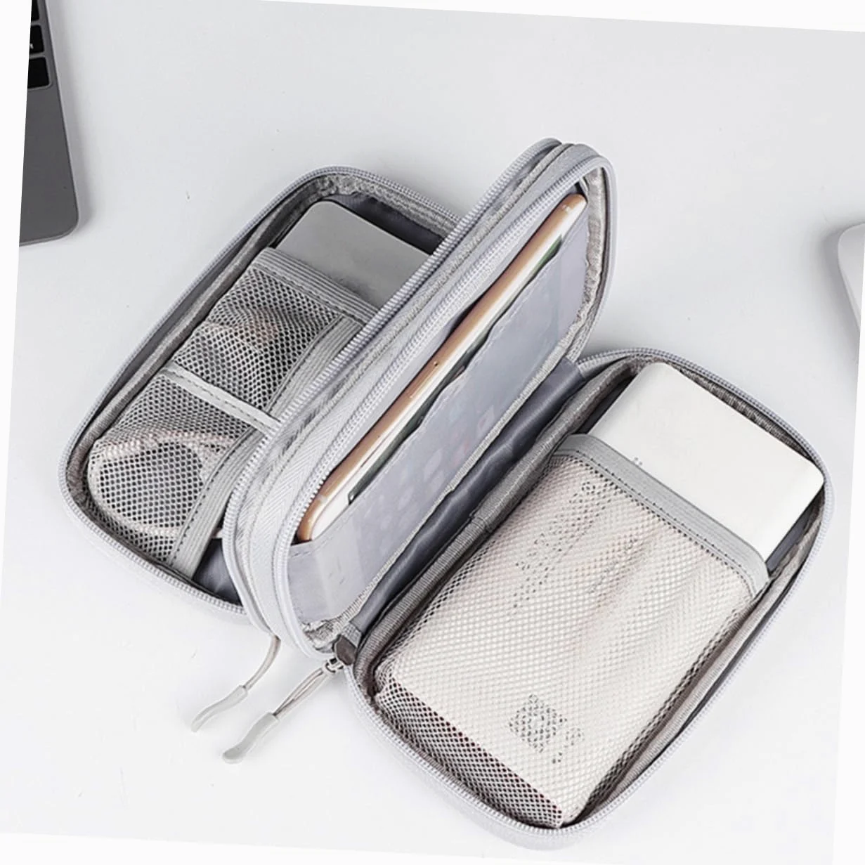HOMSFOU 4pezzi Organizzatore Elettronico Portatile Per Viaggio Borsa Per Cavi e Accessori Design Compatto Oxford Scomparti Per Cuffie e Caricatori Ottima Protezione e Facile Da Trasportare