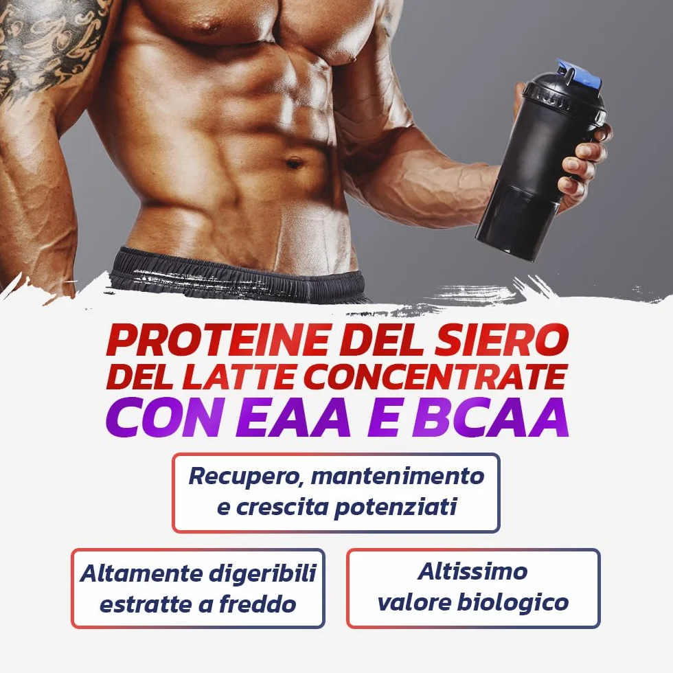 PROLABS Whey Protein Concentrate 1kg Cioccolato Aminoacidi Essenziali BCAA Creatina Glutammina Vitamina B6