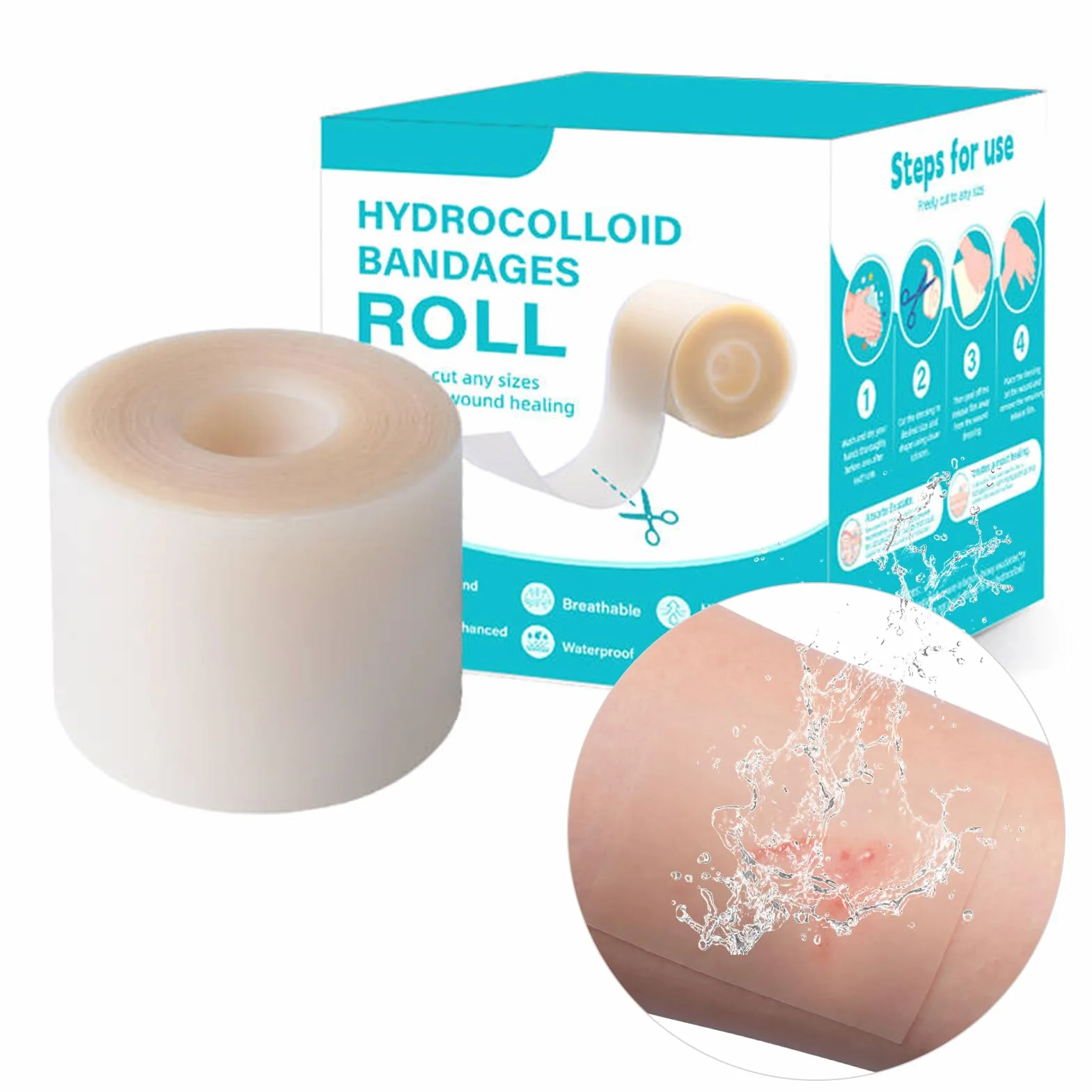 Cerotto Idrocolloidale in Rotolo 5 cm x 1,5 m Impermeabile per Ferite