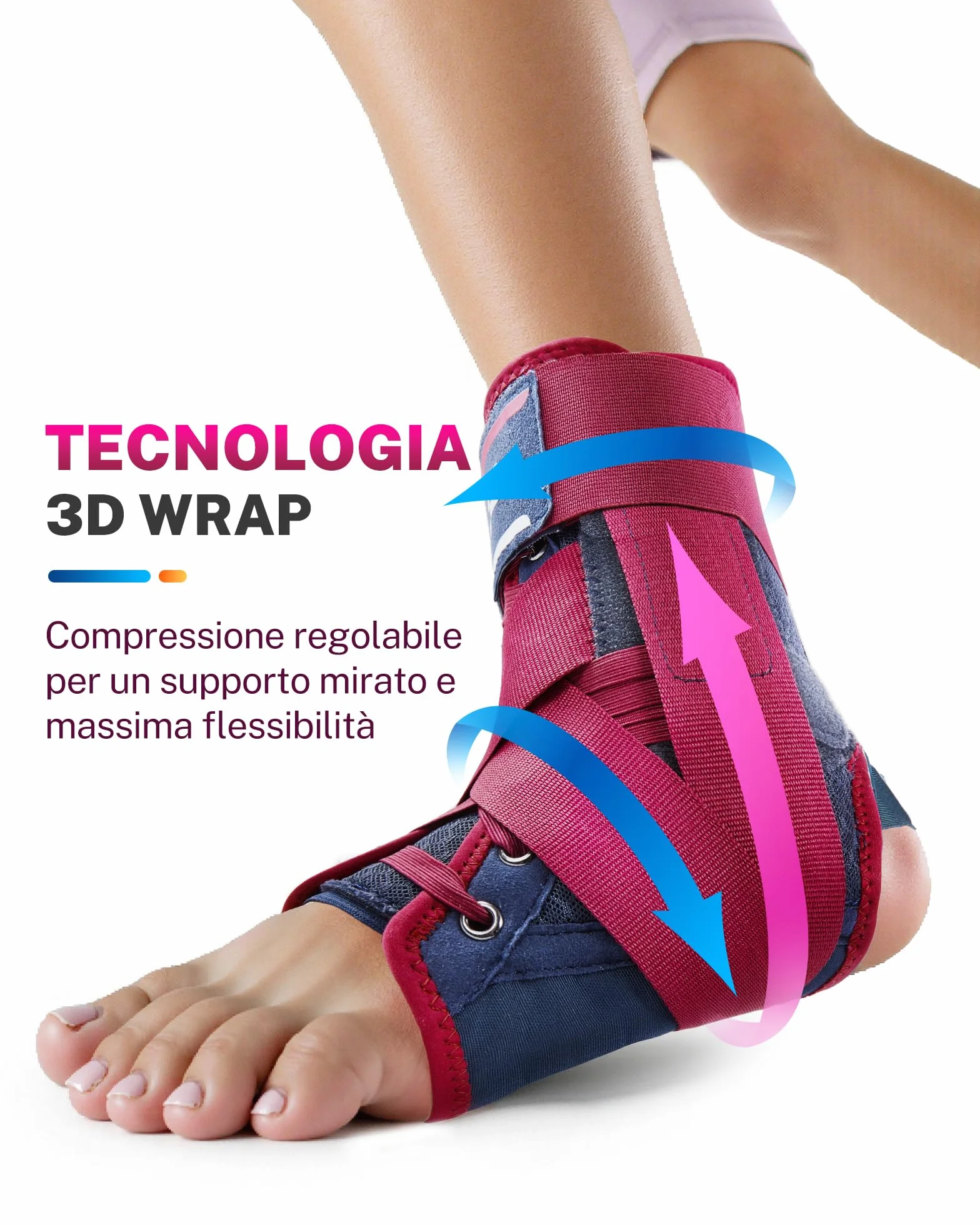 Fitomo Tutore Caviglia con stabilizzatori rimovibili per Prevenzione e Recupero Infortuni