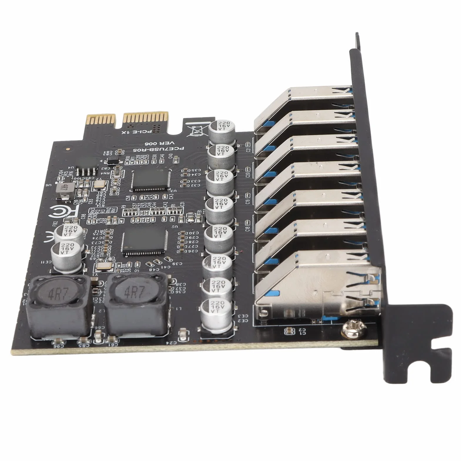 Scheda di Espansione PCIE a 7 Porte, Scheda di Espansione PCIe Ad Alta velocità da 5 Gbps a USB 3.2 per Scheda Host PC Desktop, Supporto per 11/10/8/7/XP e Linux