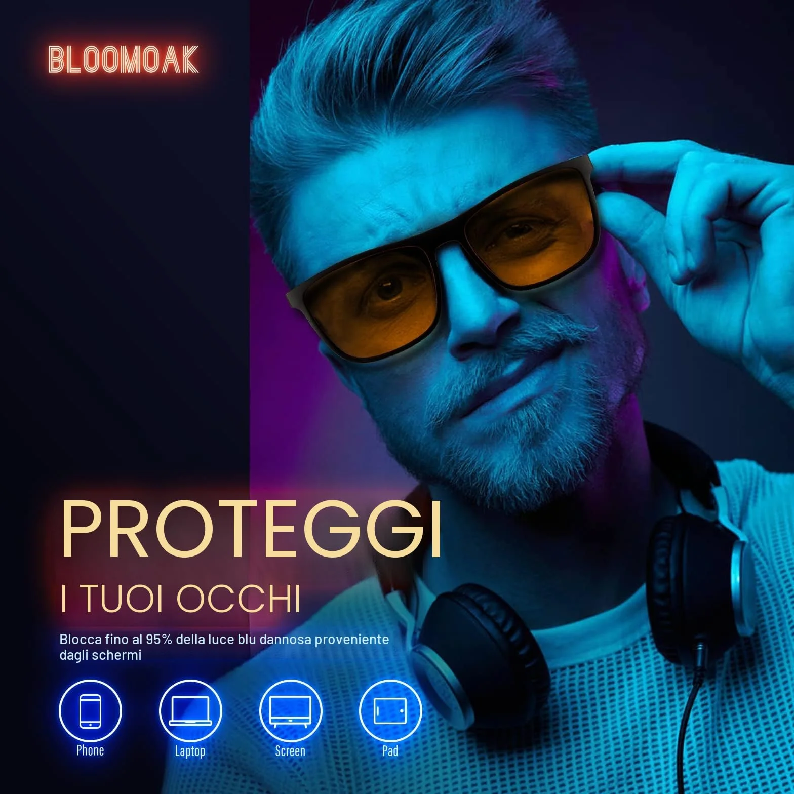 Bloomoak Okulary TR90 99% Luce Blu Anti-Fatica Anti-Riflesso per Schermi Giochi TV