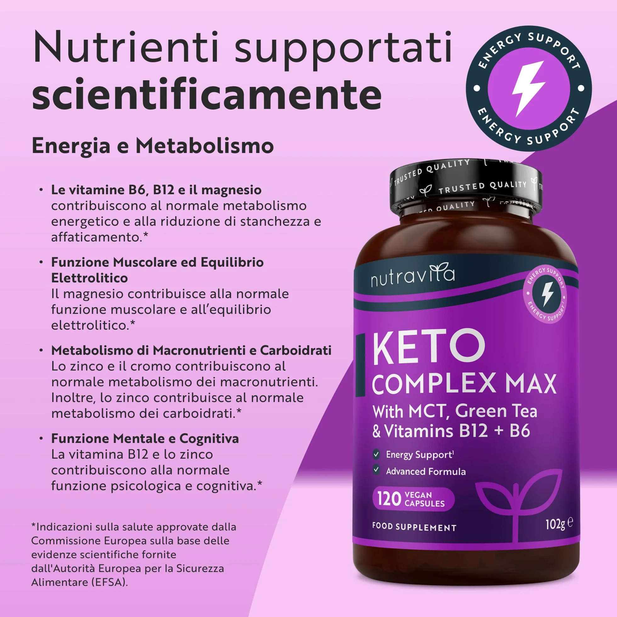 Nutravita Keto Complex 120 Capsule Vegane con Olio MCT, Tè Verde, Vitamine e Minerali