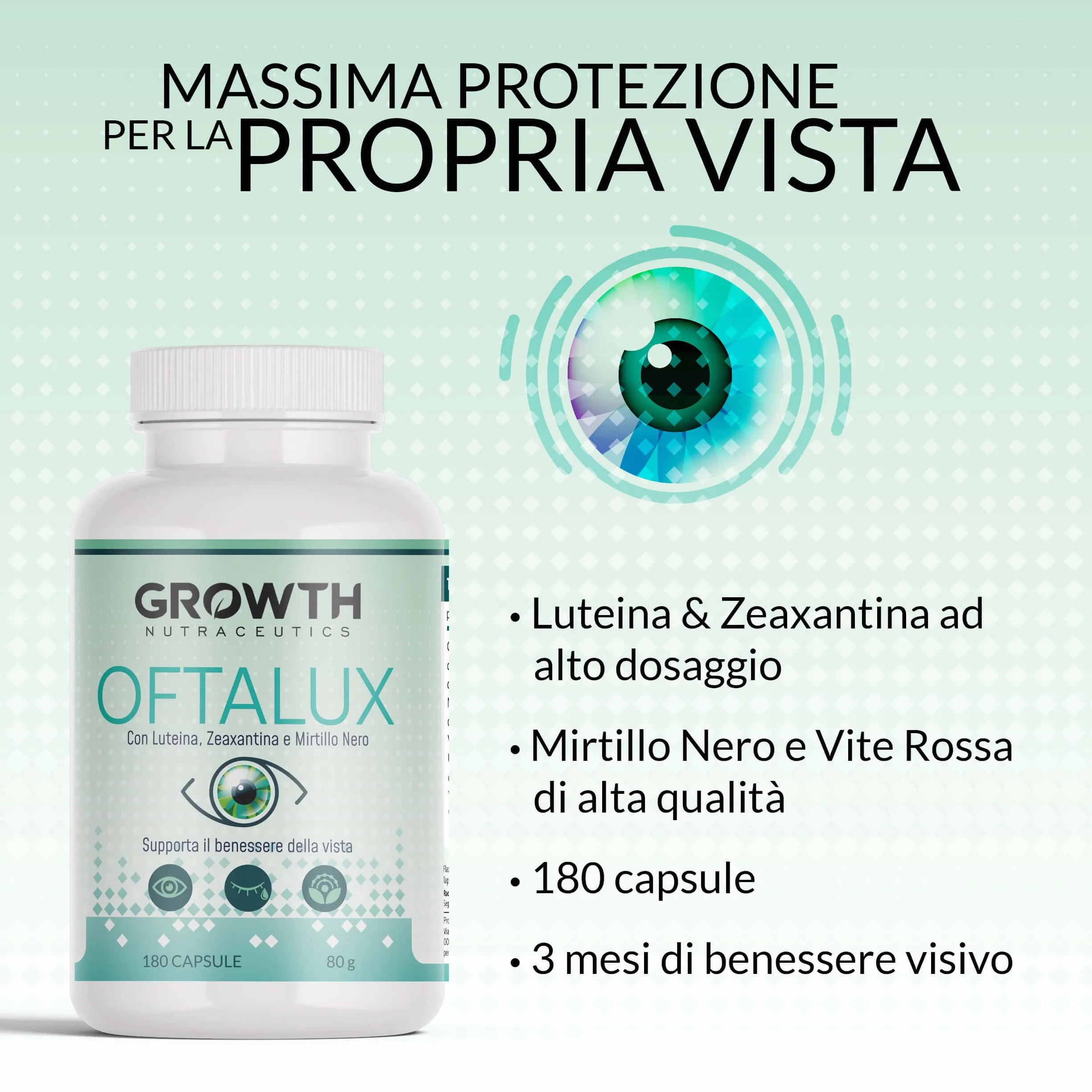 Luteina e Zeaxantina 180 Capsule Integratore Occhi con Mirtillo Nero Vitamine A E