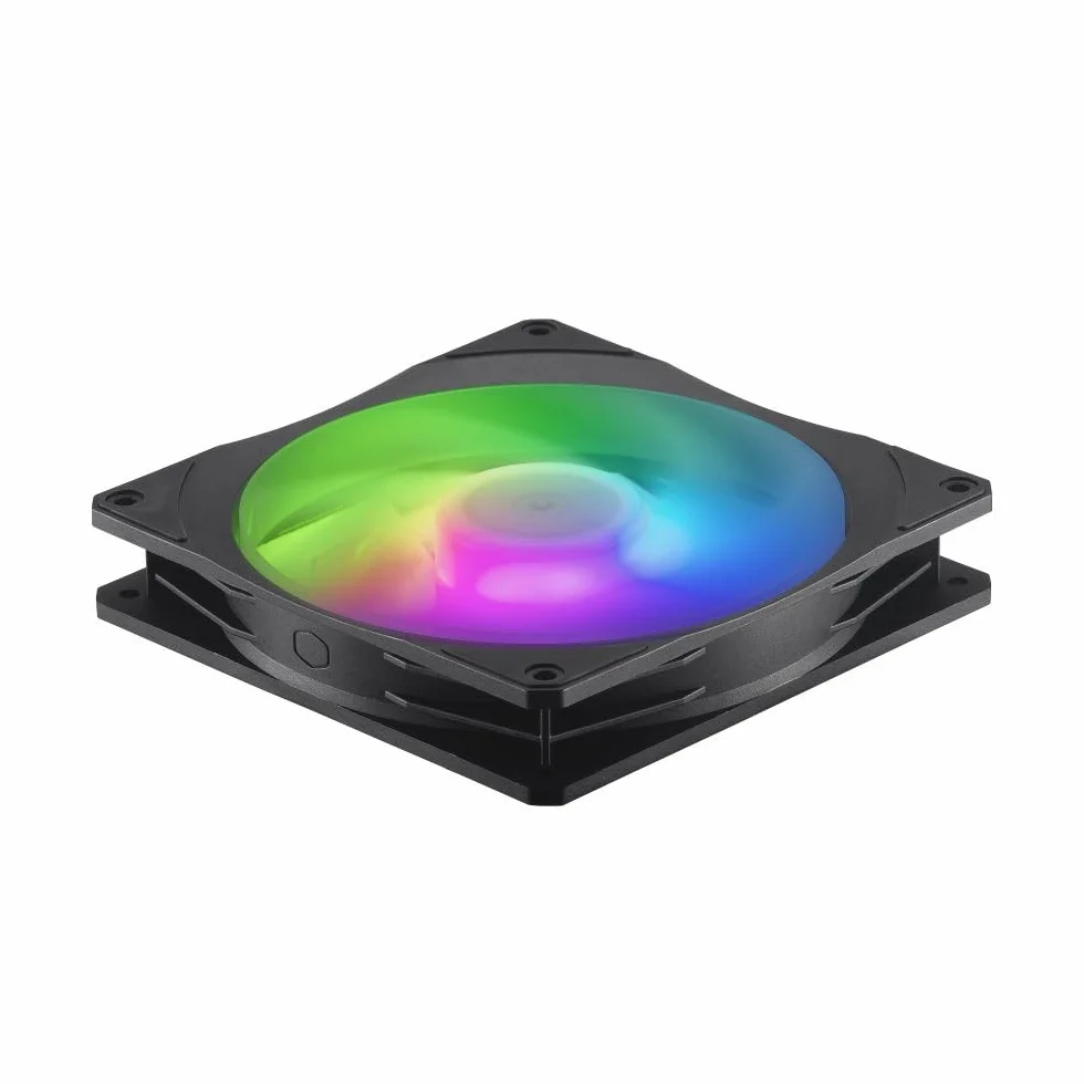 Ventola per radiatore Cooler Master Mobius 140P ARGB - Design con lama ad anello (PWM), sistema cuscinetti dinamici ad anello (max. 76,5 CFM, 2,3 mmH2O, 30 dBA), telaio Air-Focus smussato RGB Gen 2