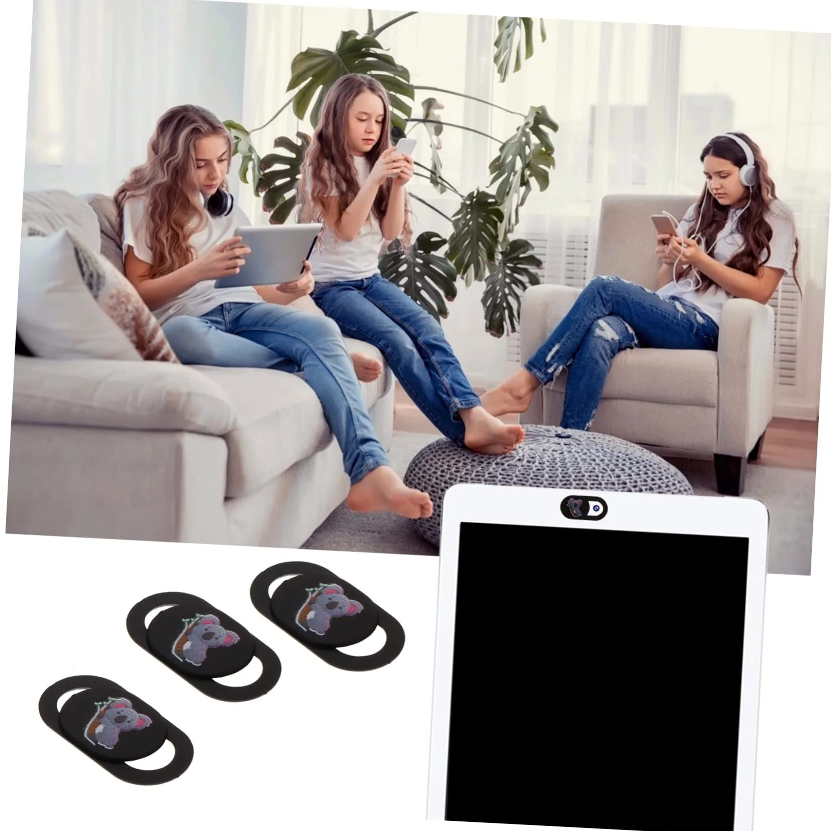 SHINEOFI 3pezzi Copertura per Webcam Copertura Scorrevole per Privacy Blocco per Fotocamera per Laptop Design Koala Facile da Installare e Usare