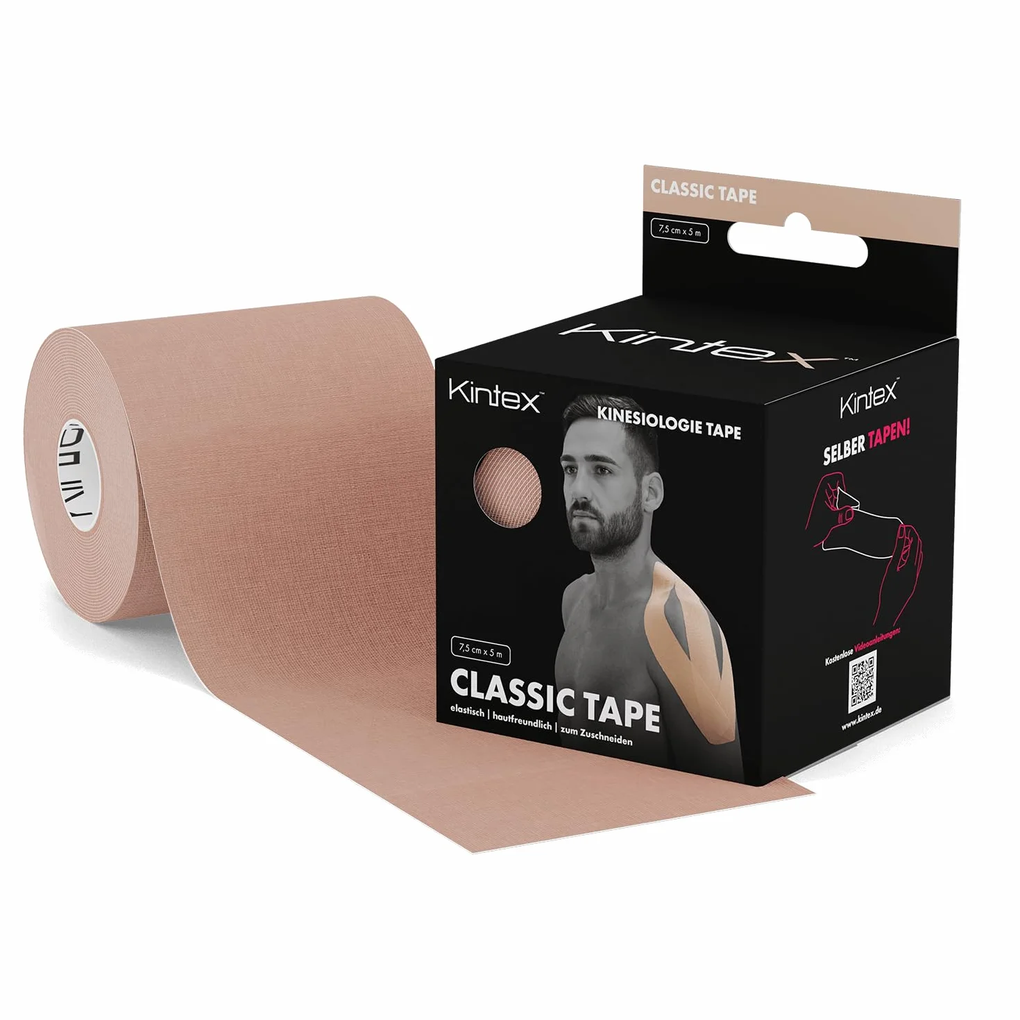 Kintex Kinesiology Tape Classic, 7,5 cm x 5 m, Nastro Extra Largo, Impermeabile, per Sport e Fisioterapia