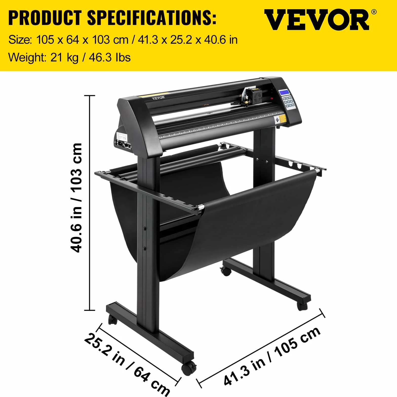VEVOR Plotter da Taglio per Vinile Semiautomatico, Modello KH-870A 870 mm 95 W Taglierina per Plotter Vinile Flexi con Display LED per Adesivi per Auto, Segnali Stradali, Palloncini, Caschi, ecc.