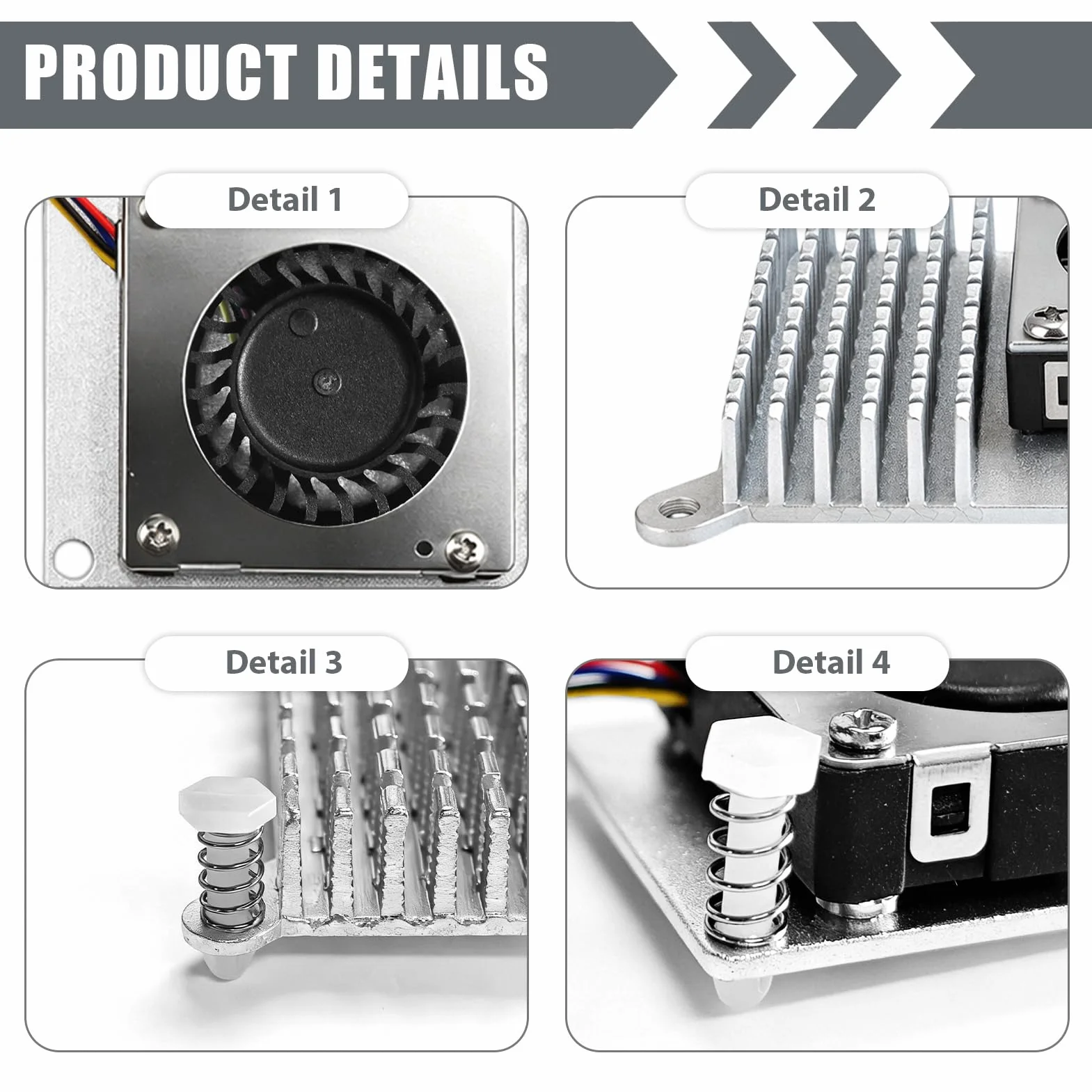 Dissipatore di calore attivo per Raspberry Pi 5, in alluminio con ventola controllata dalla temperatura, compatibile con RasPi 5 4 GB/8 GB, radiatore attivo ad alte prestazioni per dissipazione del
