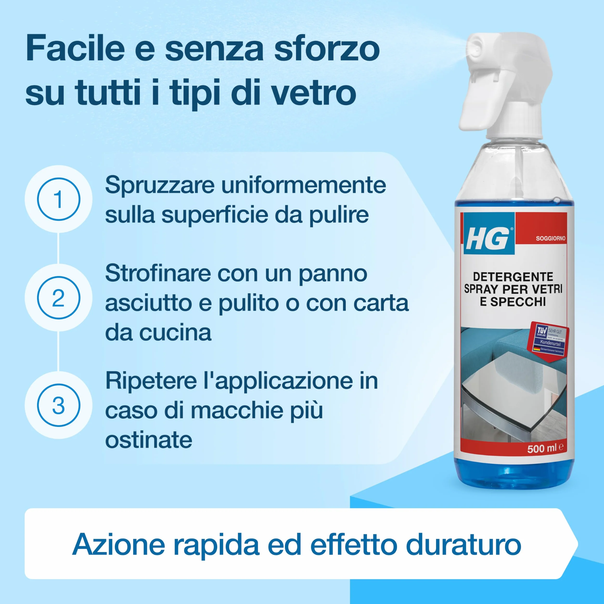 HG Detergente Spray per Vetri 500 ml