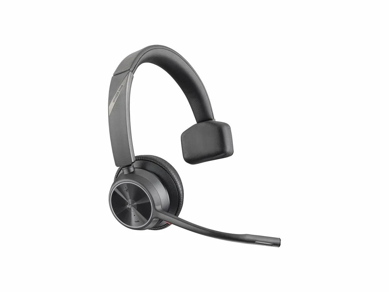 Poly - Voyager 4310 UC Wireless Headset (Plantronics) - Cuffia monoauricolare - Si collega a PC/Mac con adattatore Bluetooth USB-C e a telefoni cellulari via Bluetooth