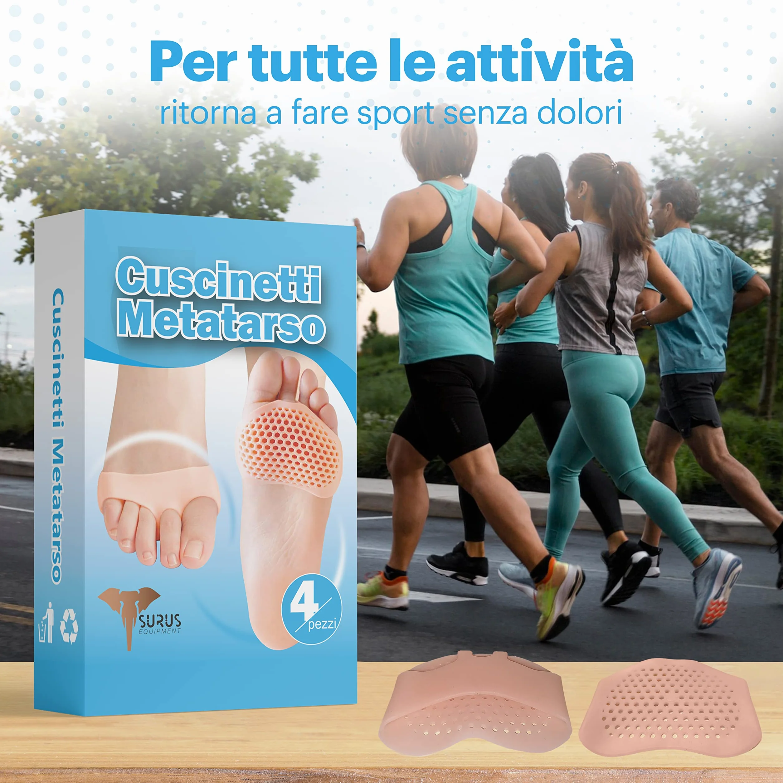 Cuscinetti Metatarsali in Gel per Avampiede Professionali 4 Pezzi Sollievo Dolori Vesciche