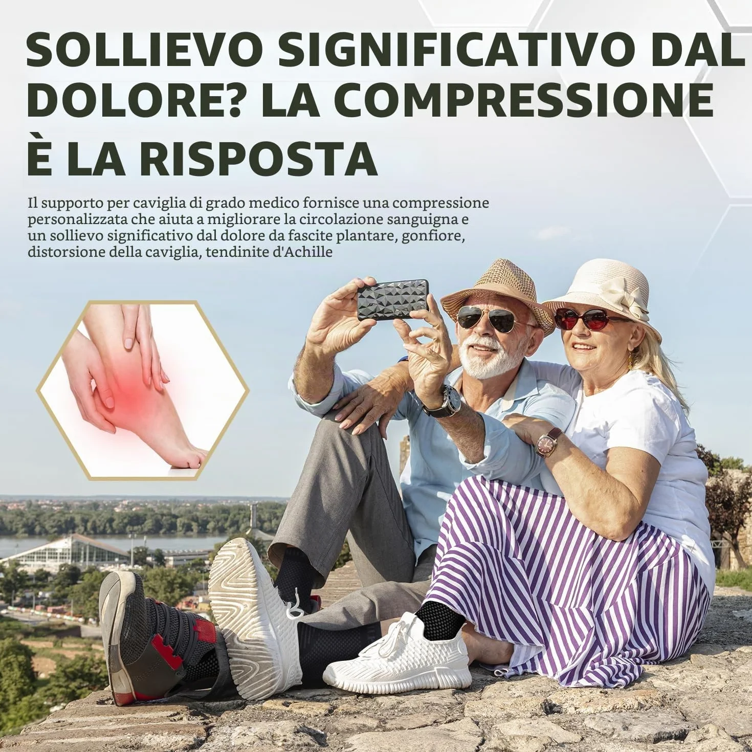 Cavigliera Ortopedica 2 Pezzi Tutore Caviglia Compressione Sportiva Tendine D'achille Legamenti Artrite Nero M