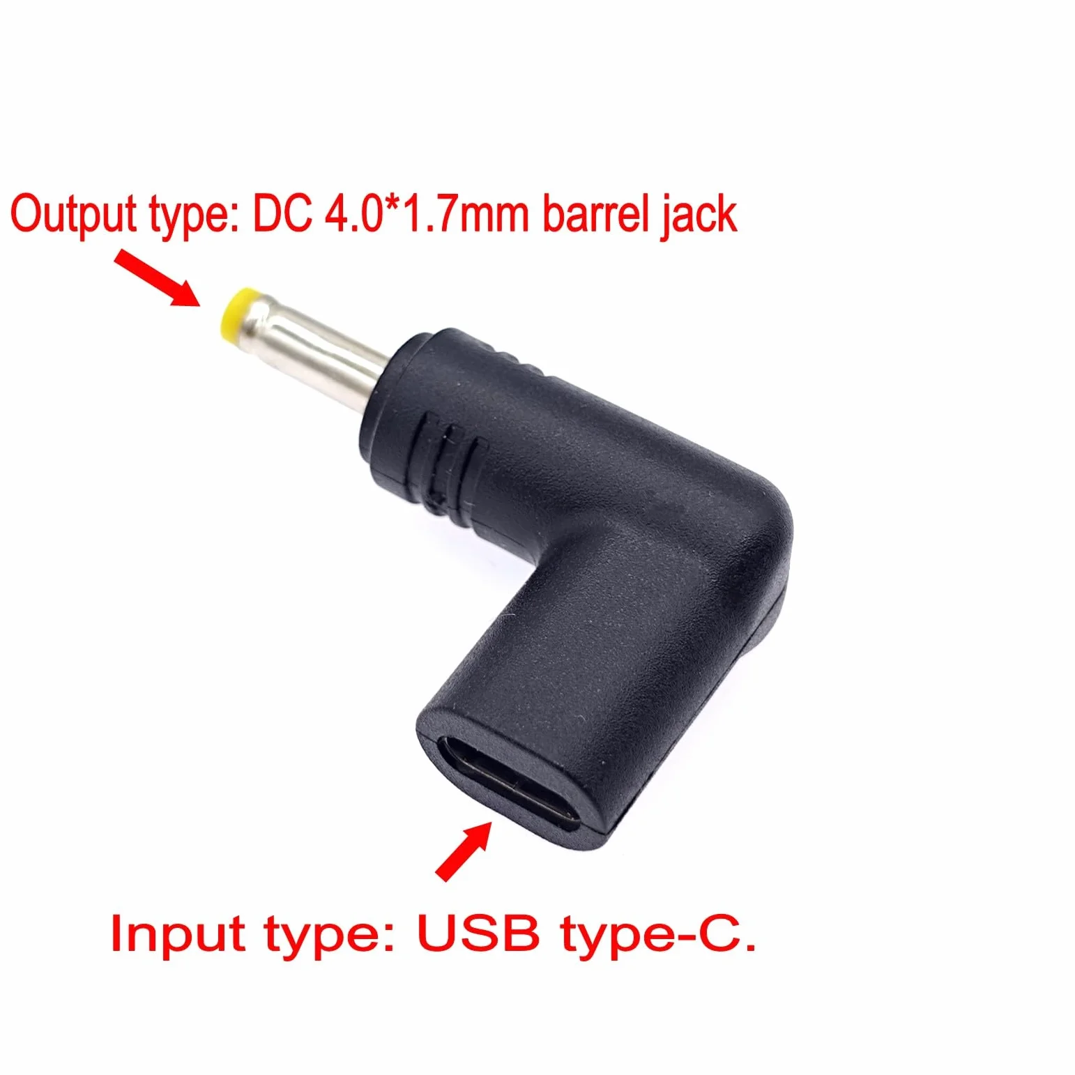 JZK Adattatore da 5 V USB tipo C femmina a DC 4,0 x 1,7 mm, adattatore DC maschio ad angolo retto di 90 gradi a jack DC 4,0 x 1,7 mm