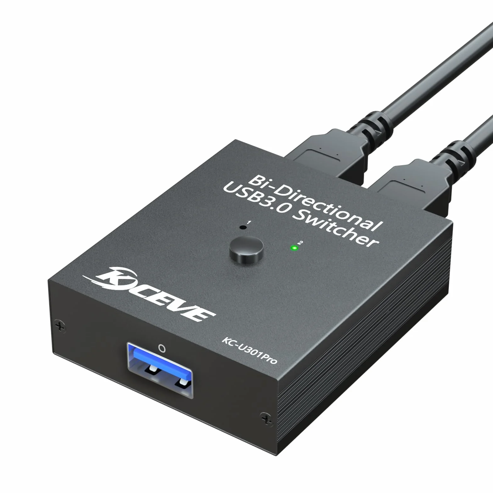 MLEEDA Switch USB 3.0 Bidirezionale 2 In 1 Out / 1 In 2 Out per 2 PC Condividi Tastiera Mouse Scanner Stampante, Escluso Cavo