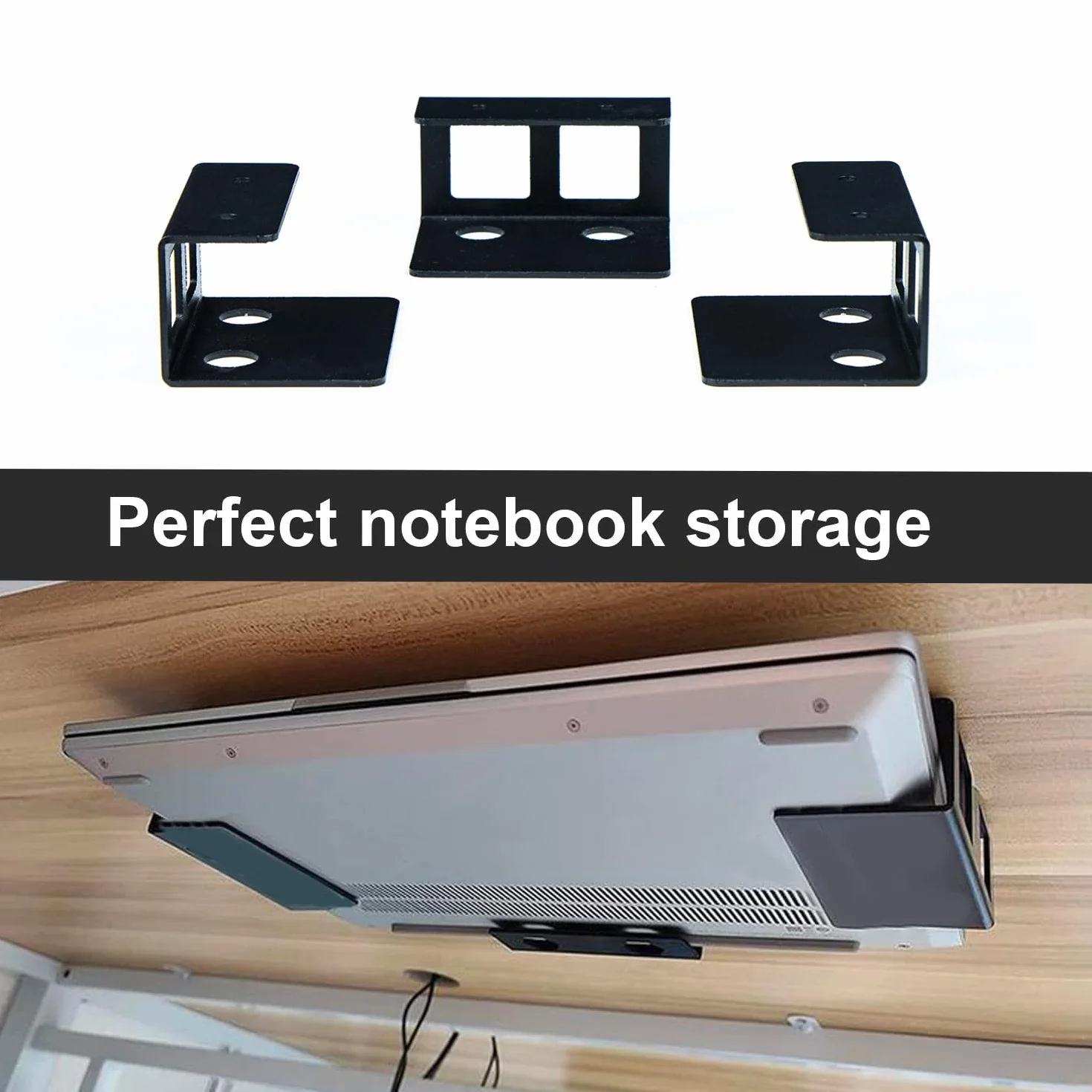 Supporto Laptop Sotto Scrivania in Alluminio - Mensola Portatile Con Vite per Computer, Risparmio di Spazio, Compatibile Con 0-40 mm, Nero