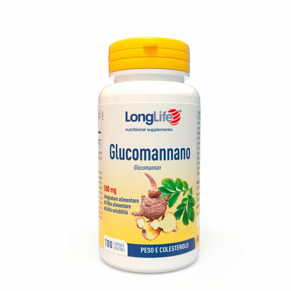 LongLife Glucomannano 3000 mg 100 capsule vegetali Metabolismo carboidrati colesterolo Benessere intestinale Vegano