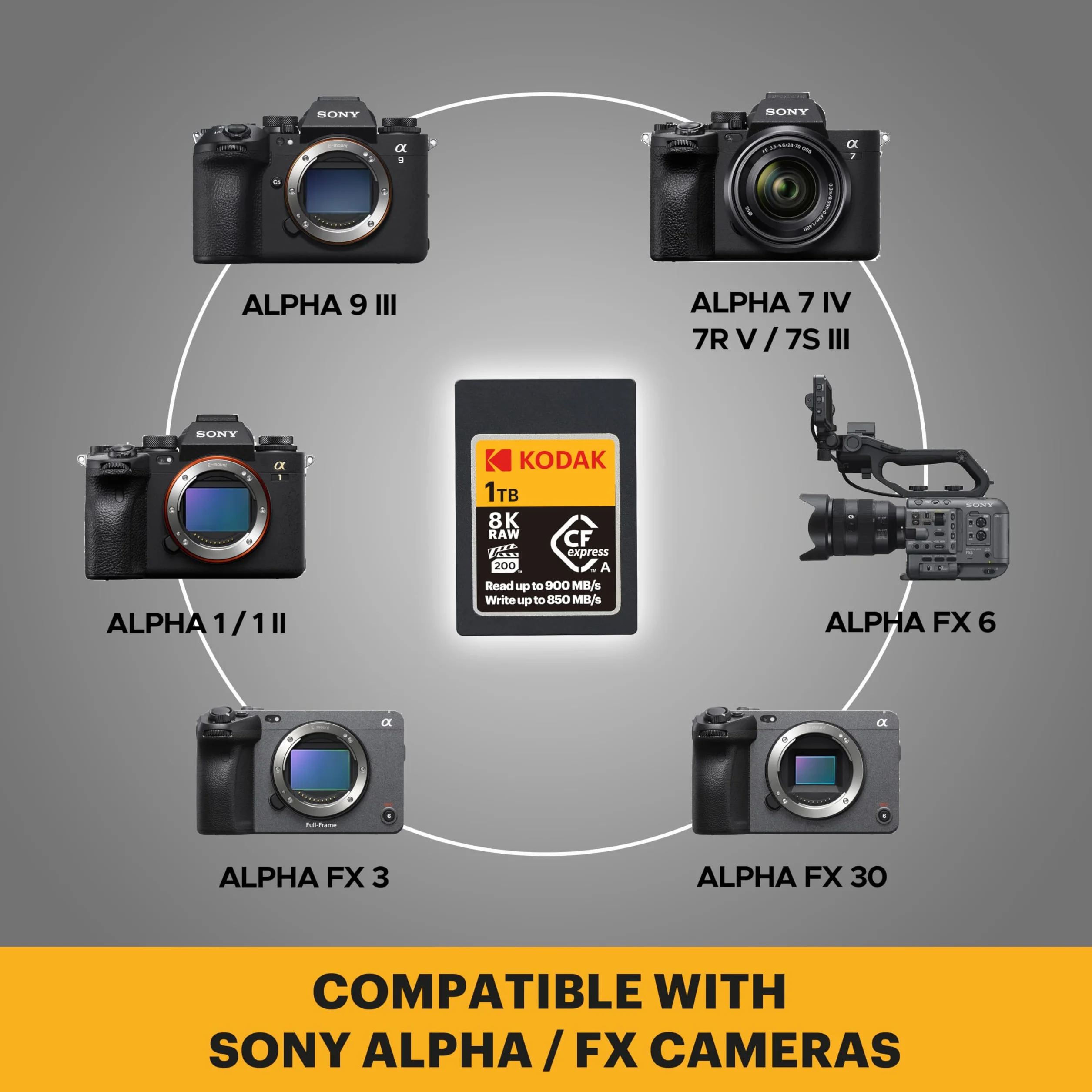 Kodak - Scheda CFexpress Tipo A 360GB - Alta Velocità 1700MBps - Compatibile con fotocamere e video 8K/4K - 6 g - Stoccaggio affidabile e veloce per professionisti