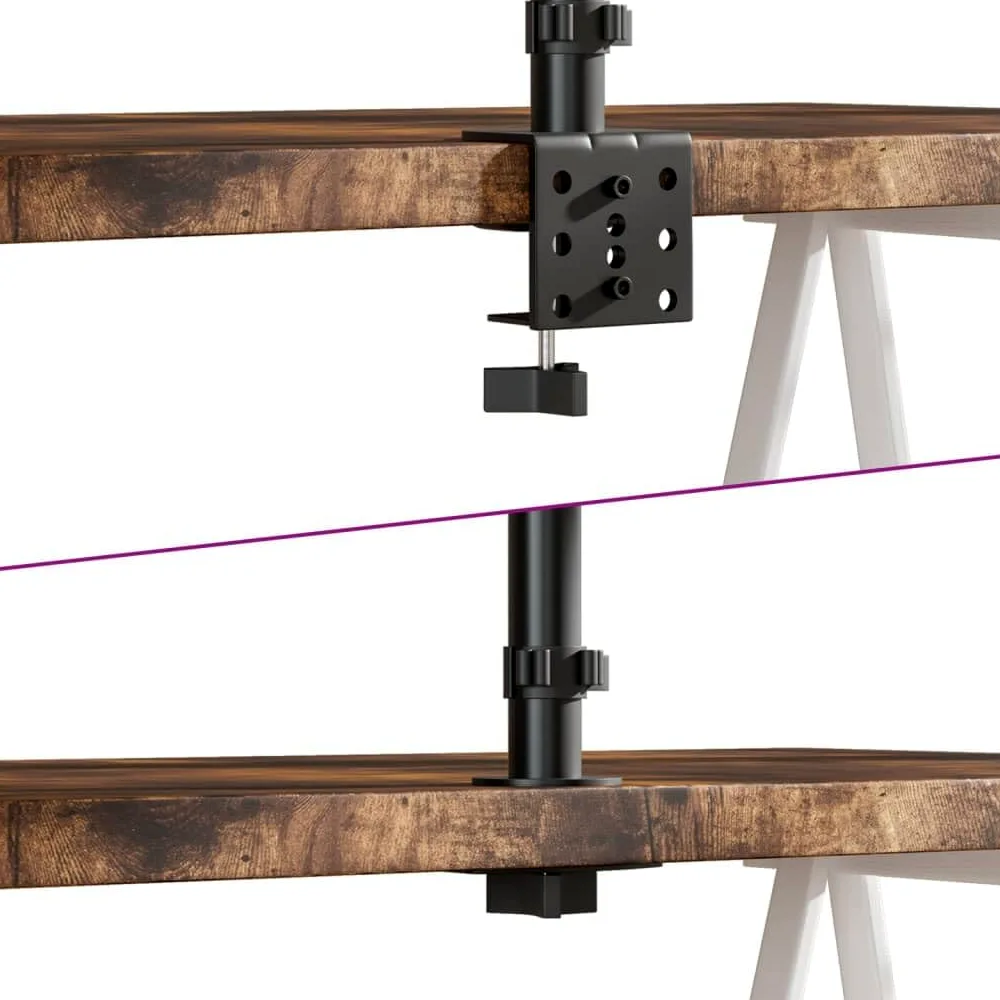 Supporto per monitor per 2 monitor da 13-27 pollici, VESA 75/100 mm, braccio per monitor regolabile in altezza, in acciaio, supporto da tavolo con morsetto a C e beccuccio, nero