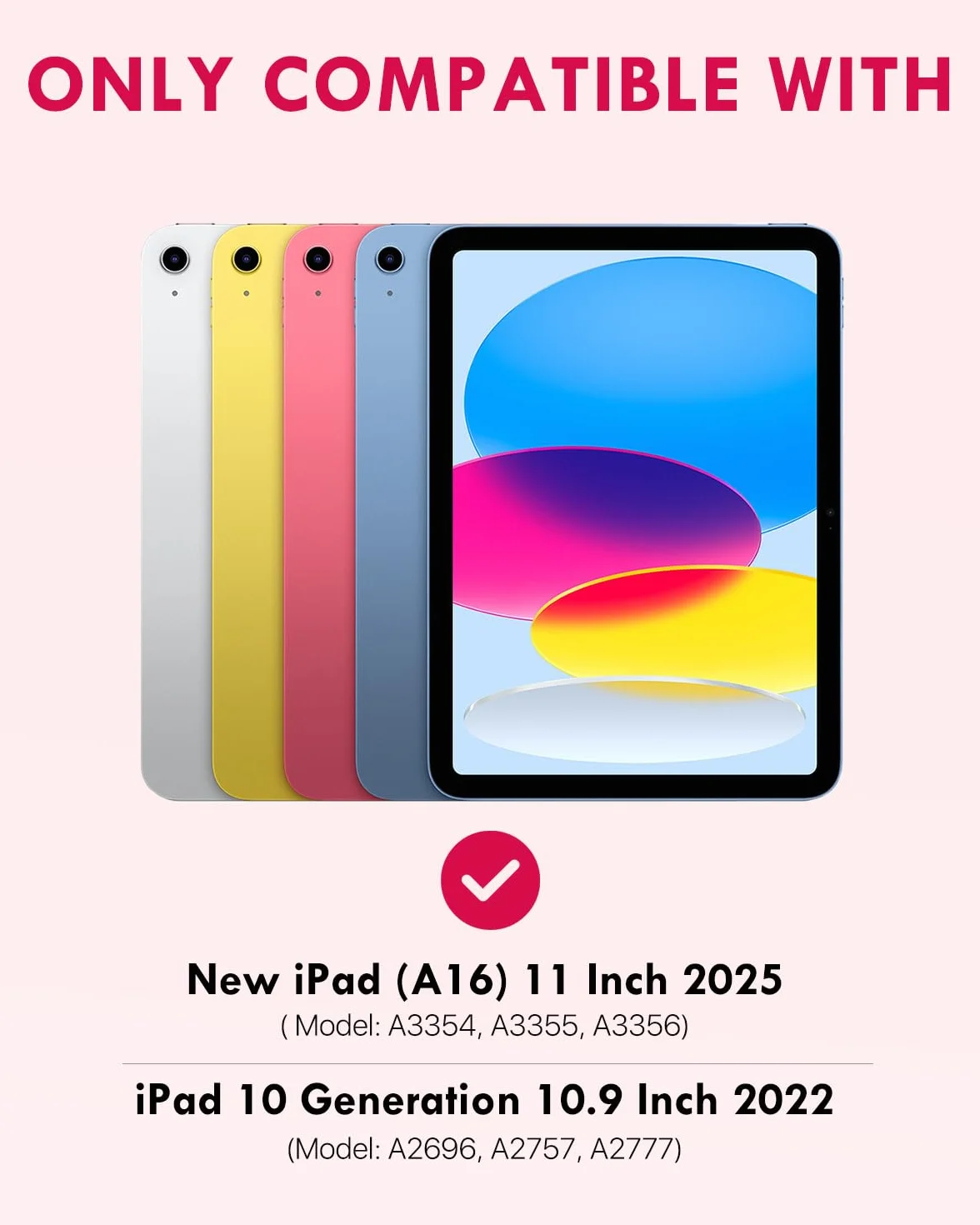 MoKo Custodia con Tastiera per iPad (A16) 11a Generazione 11 pollici 2025, iPad 10a Generazione 10,9 pollici con Supporto per Matita, Tastiera Bluetooth Staccabile Multi-Angolo, Rosa