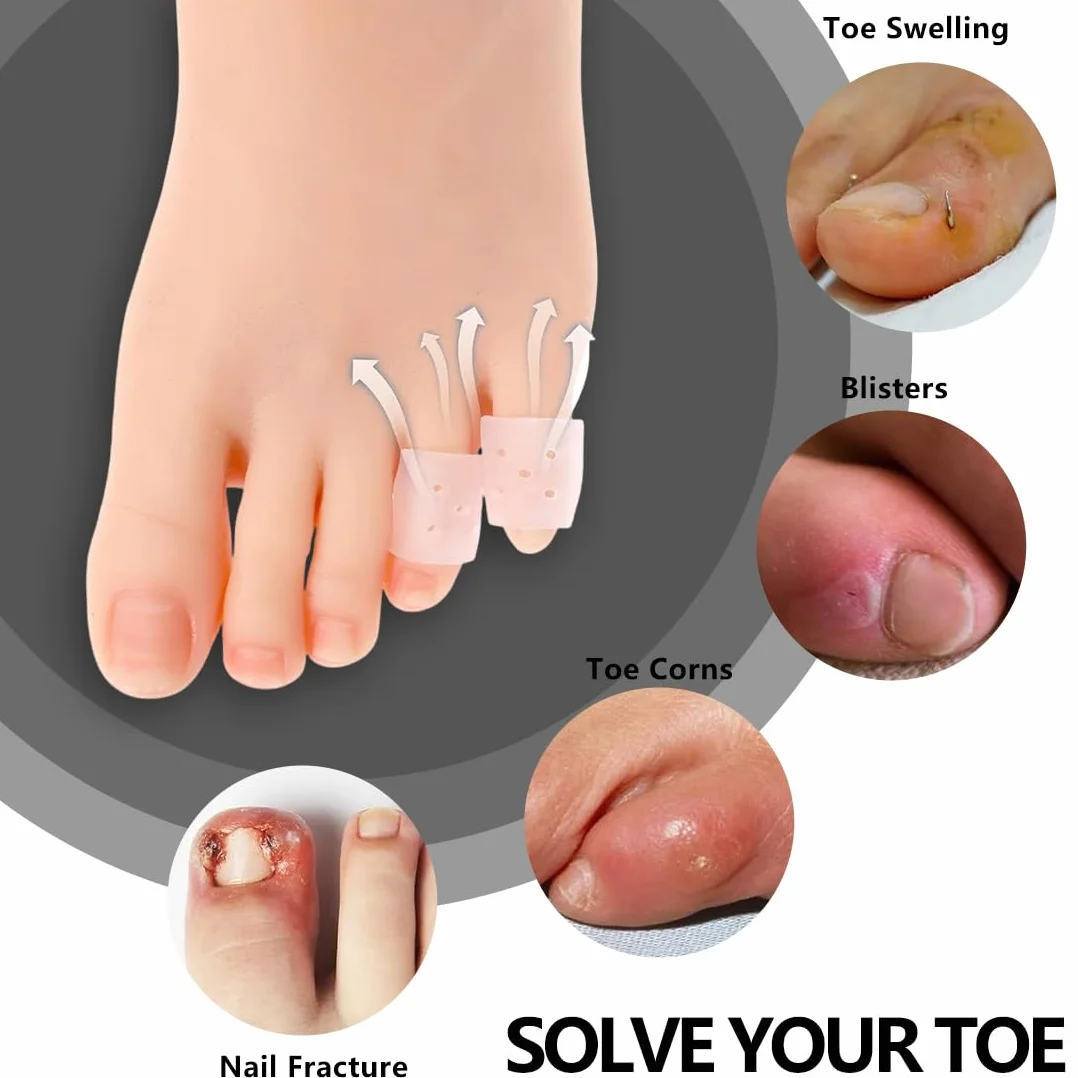 Protezioni per dita dei piedi in gel – respiranti, morbide, contro callosità, vesciche, sollievo dal dolore (con fori)