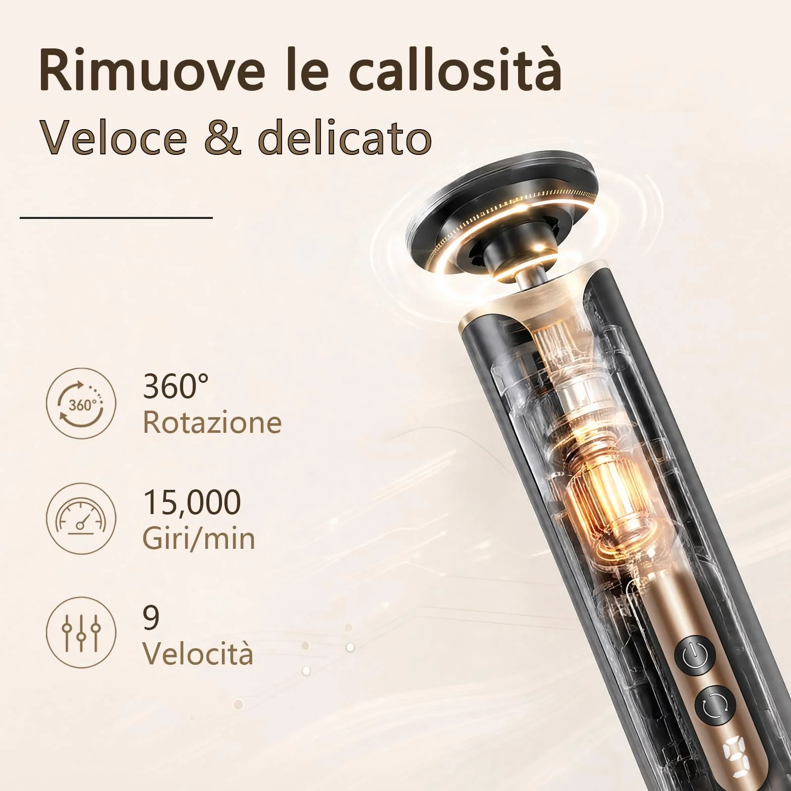Pedicure Elettrico Professionale 2 in 1 Rimuovi Calli Piedi Display LCD 9 Velocità Raspa Elettrica Pelle Dura Screpolata