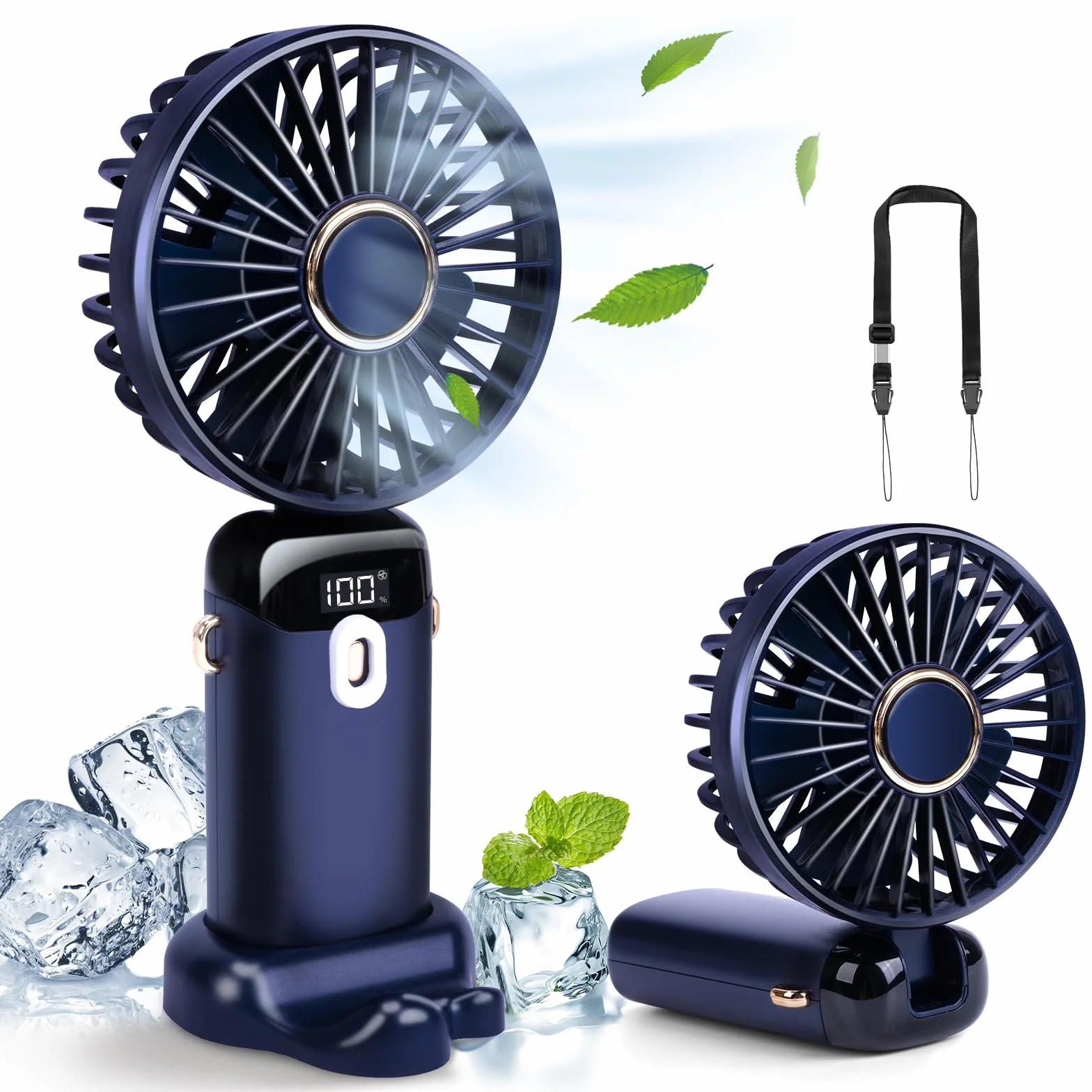 BOSONER Mini ventilatore portatile portatile ricaricabile con 5 velocità, piccolo ventilatore portatile da 4000 mAh a batteria, ventilatore personale silenzioso da viaggio per bambini, donne, uomini