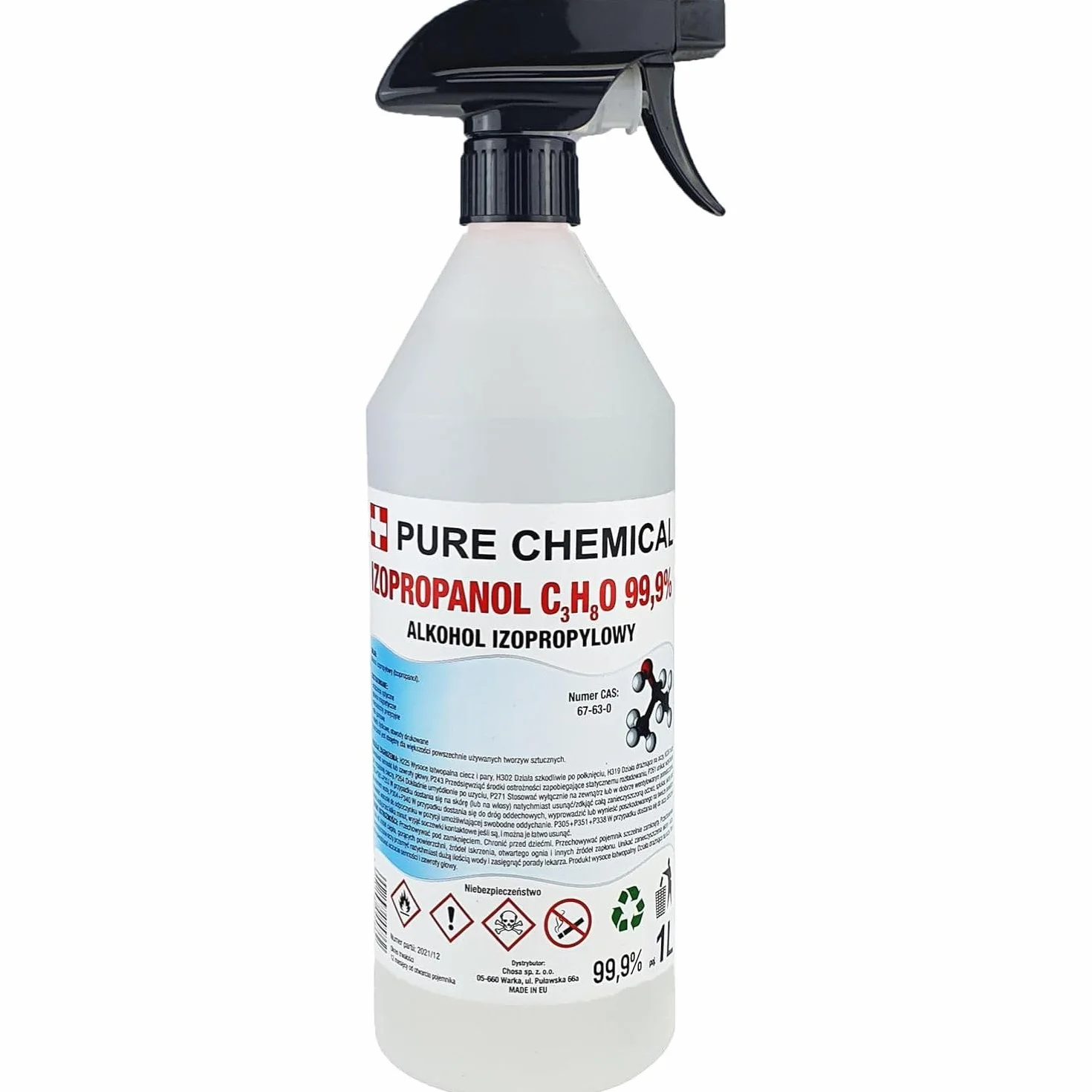 CHOSA Alcool Isopropilico 99,9% Spray 1 Litro - IPA per Pulizia Elettronica Schermo Monitor Telefono PC