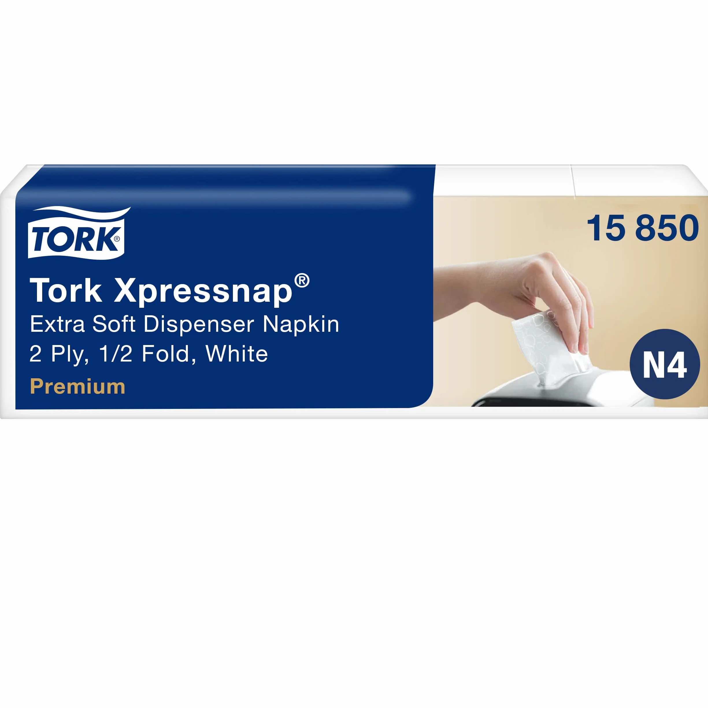 Tork 15850 Tovaglioli intercalati Extra Soft Xpressnap Premium N4 2 veli 8 pacchi x 1000 8000pz 21,3 cm x 16,5 cm bianco