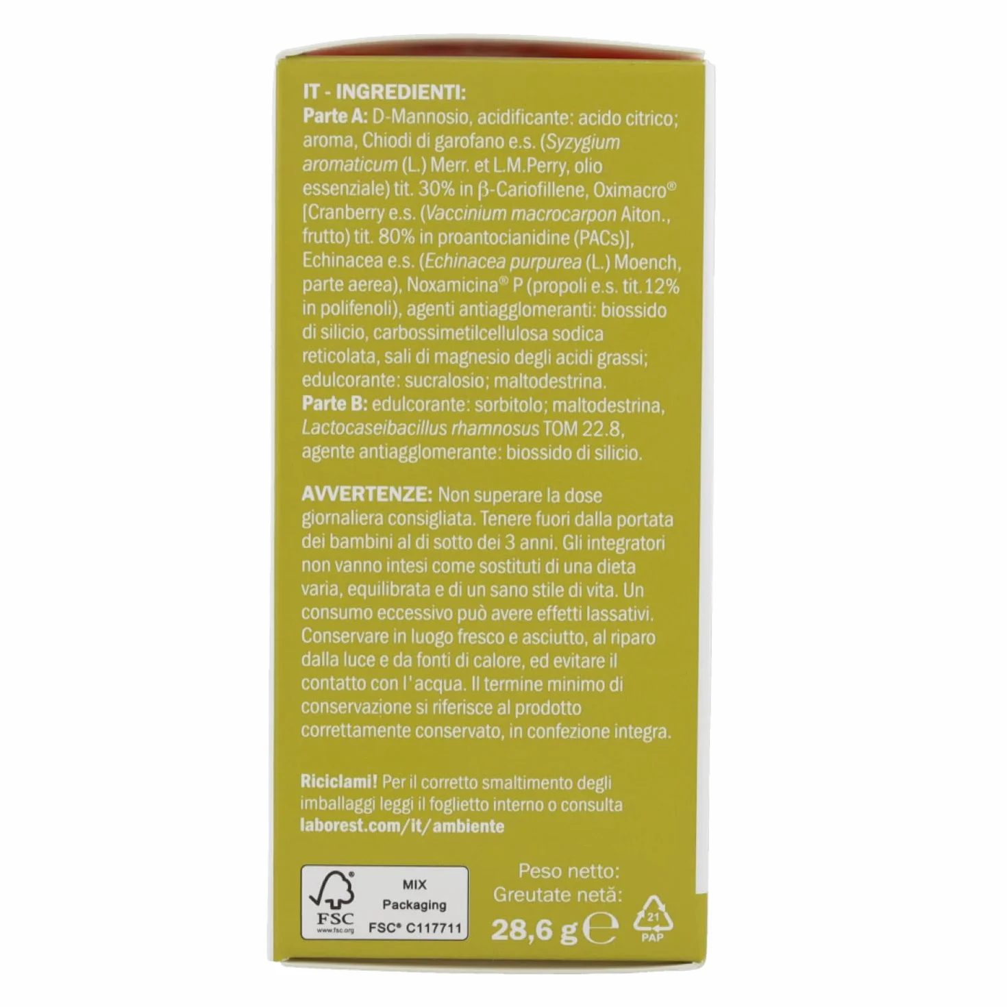 Kistinox act probio 10 bustine Integratore vie urinarie L. rhamnosus D-Mannosio Cranberry Noxamicina β-Cariofillene Echinacea
