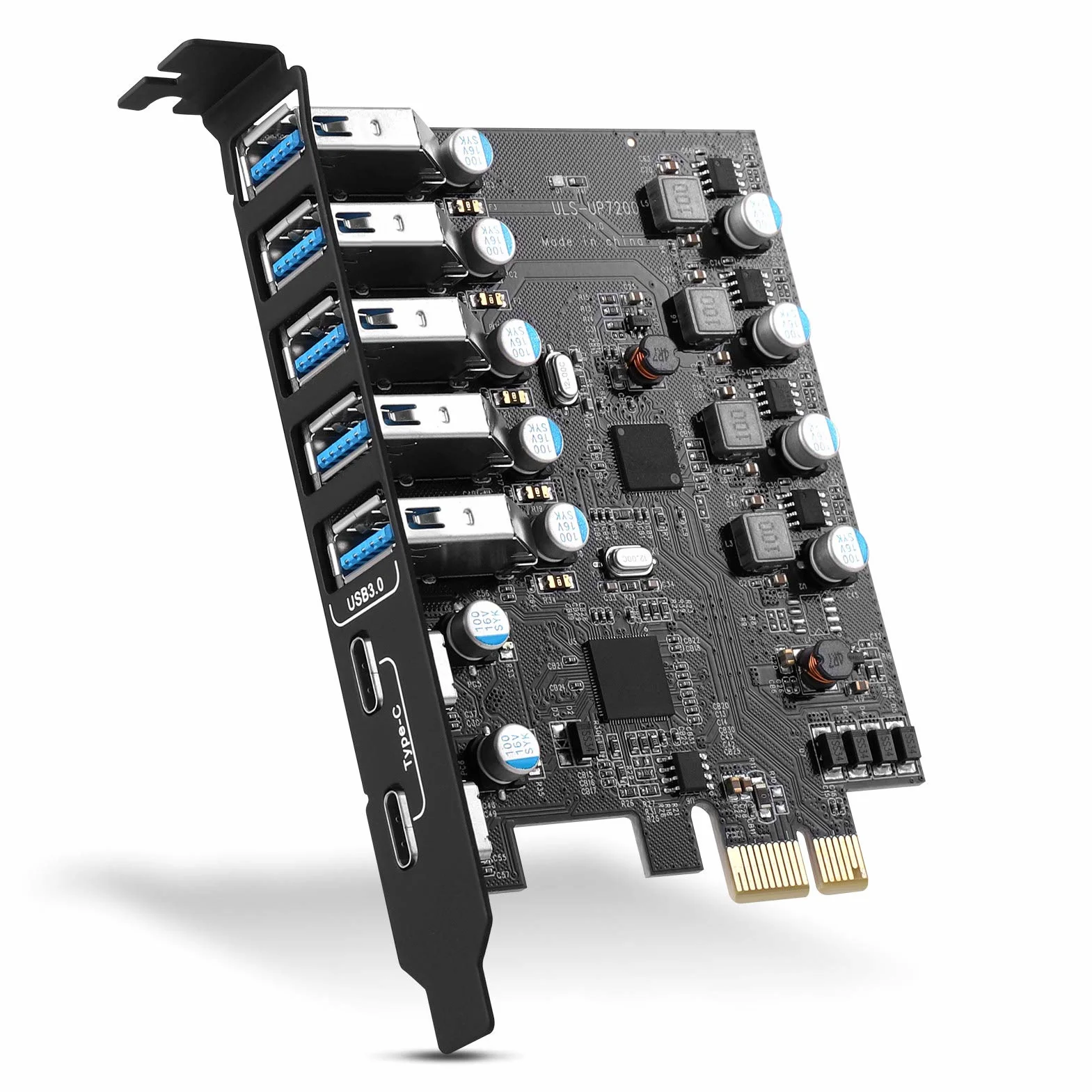 Adattatore PCI-E a 7 porte Tipo C (2), Tipo A (5) Hub USB 3.0 con scheda di espansione interna PCI Express per Windows Mac Linux