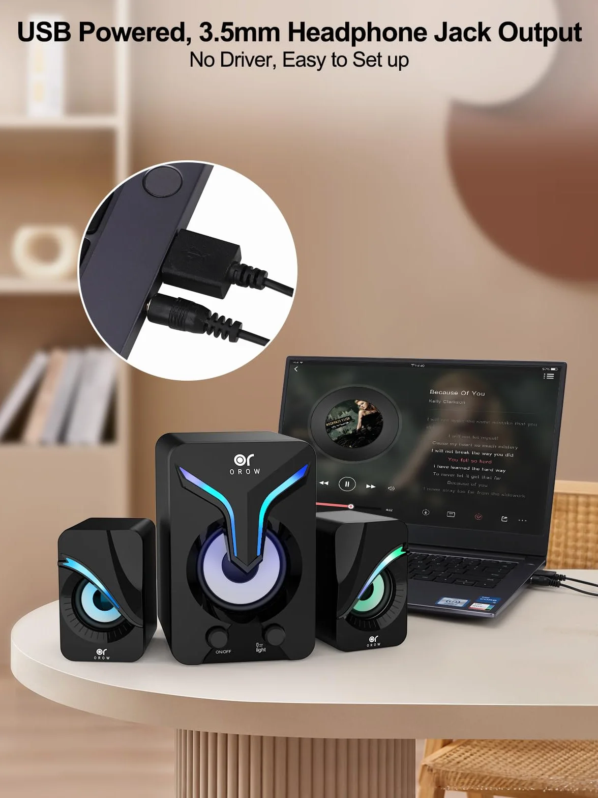 Altoparlanti PC 2.1 Stereo 11W con Subwoofer, Ingresso AUX 3.5mm, Alimentazione USB, S212