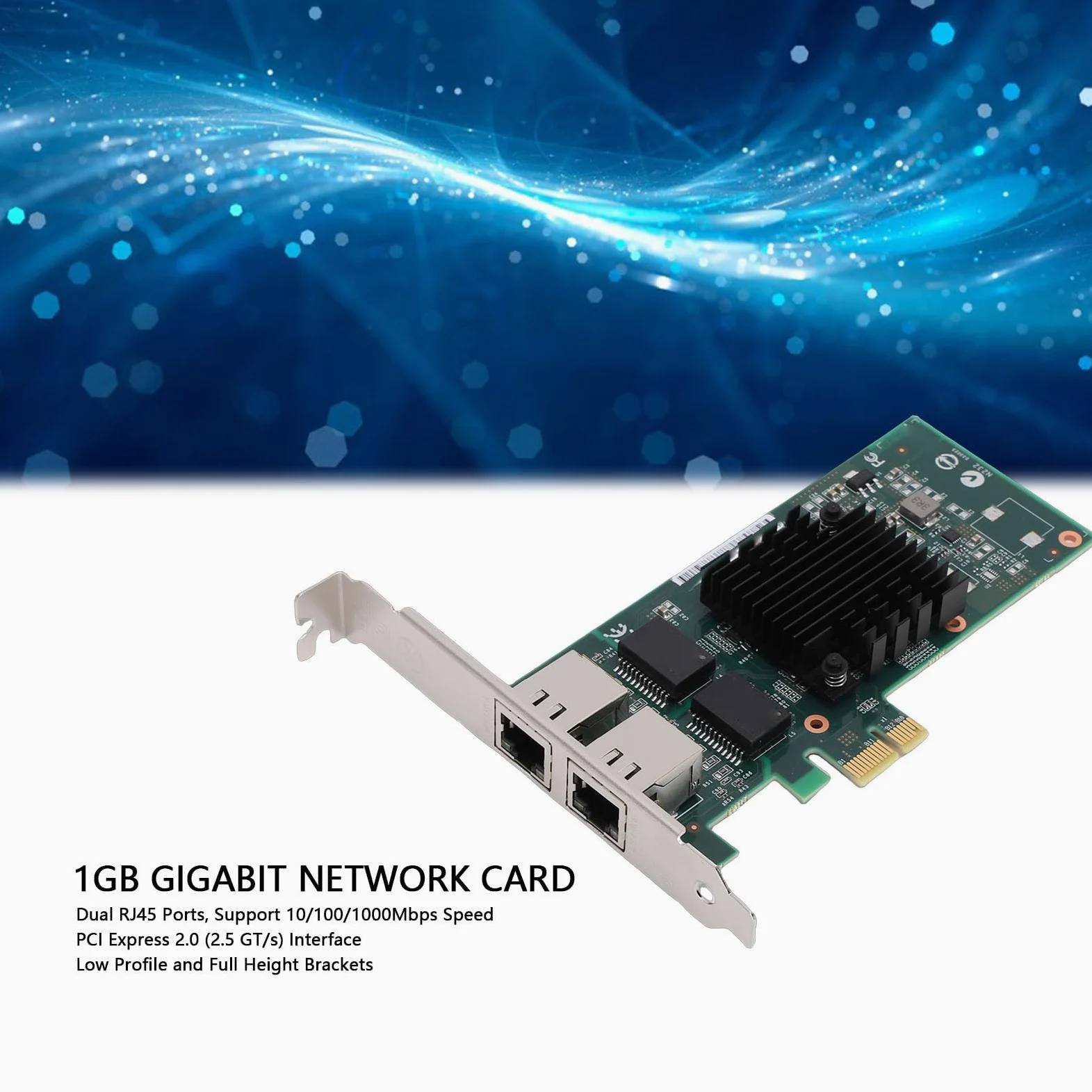 Cryfokt Scheda Di Rete Pcie Da 1 Gb, Adattatore Gigabit Ethernet Pci Express 2.0 X1 Con Doppia Porta Rj45 E Supporto Controller, Adattatore Di Rete Ethernet