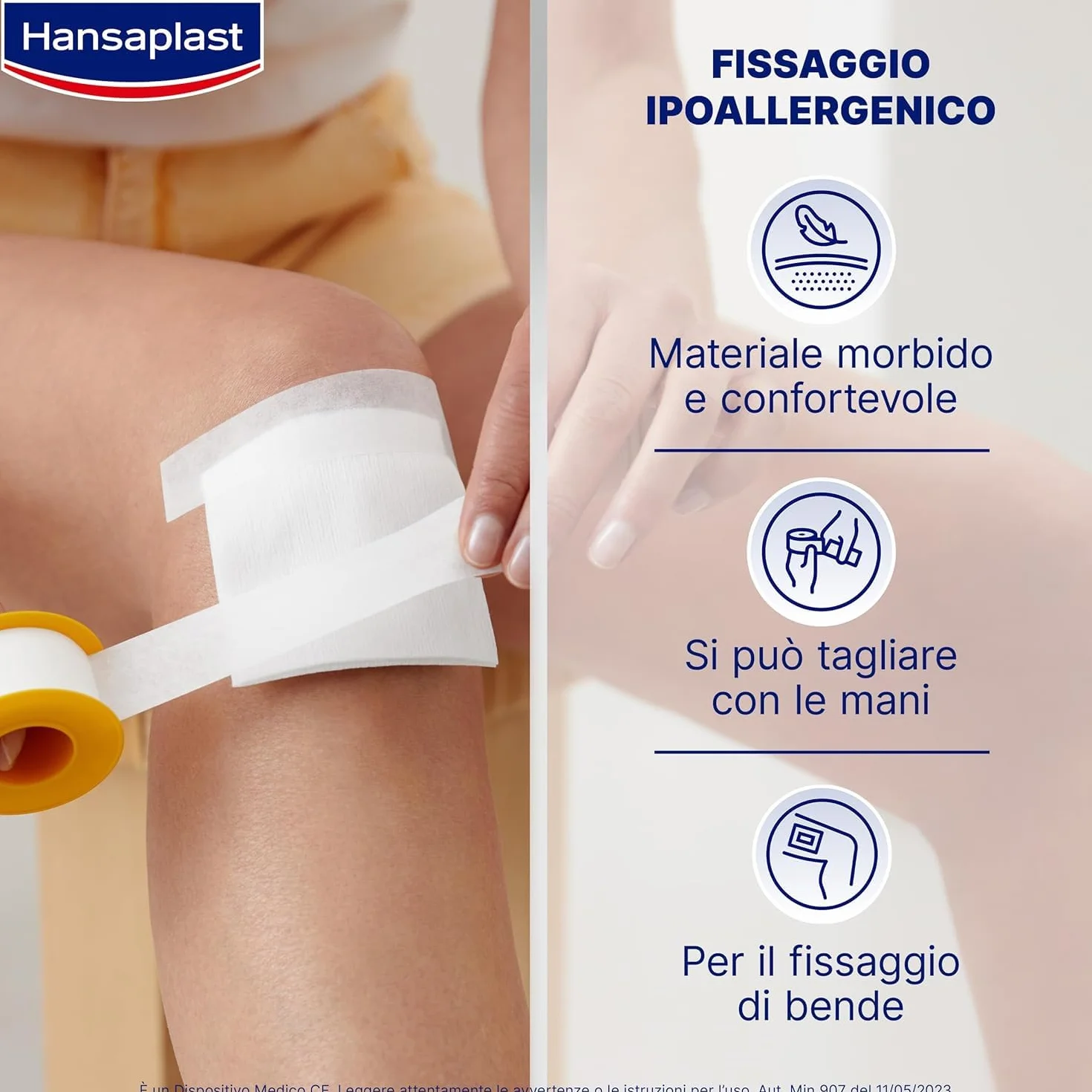Hansaplast Cerotto rotolo su Rocchetto 5m x 2.5cm ipoallergenici per fissaggio bende compresse pelli sensibili