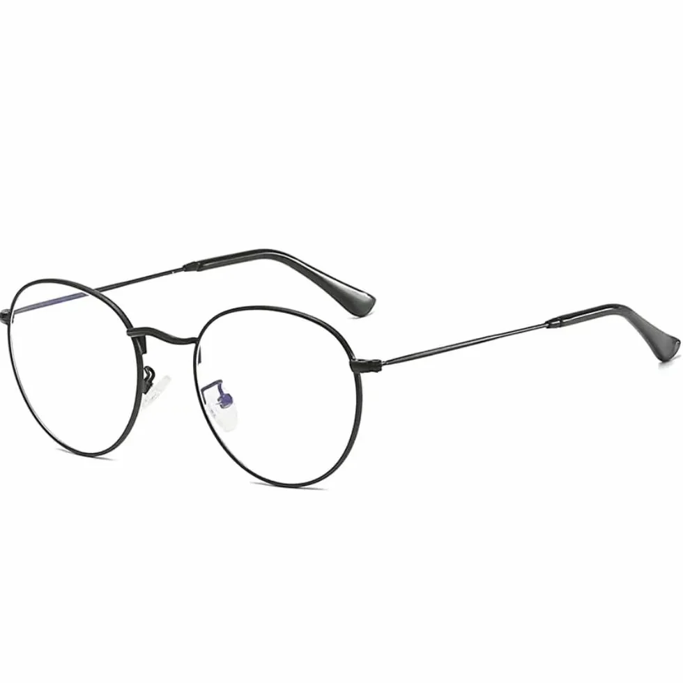 Occhiali da Computer Filtro Luce Blu Gaming Ultra Leggero Lenti Trasparenti Retrò Rotonde Montatura Metallo Anti Affaticamento Donna Uomo