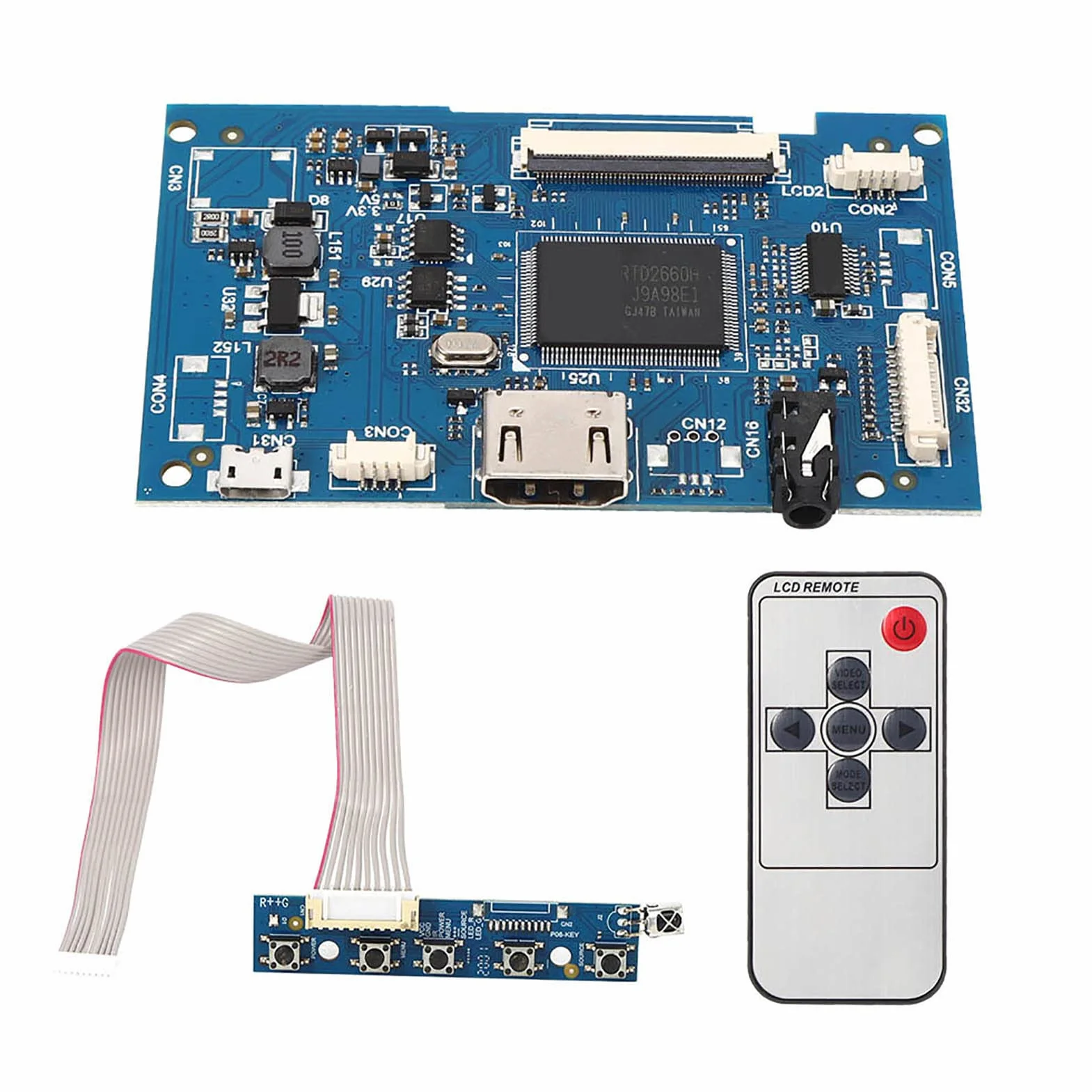 Fafeicy Scheda Controller HDMI per Schermo LCD 7 Pollici Kit Universale con Telecomando 1024x600 50 Pin 5V DC Materiale Cartone Sintetico
