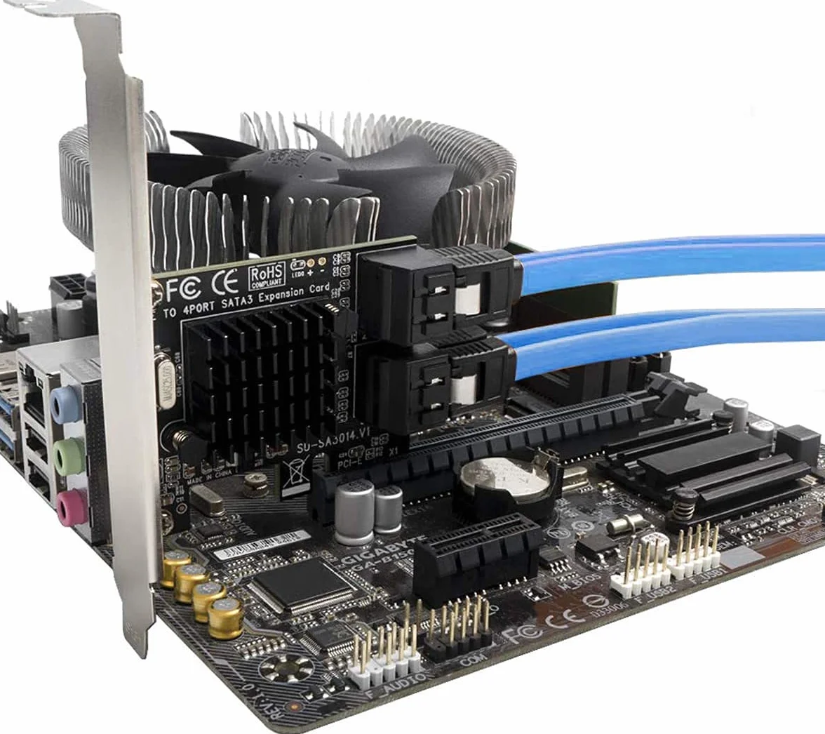 Scheda SATA 4 Porte Con 4 Cavi, Controller di Espansione Con Supporto a Basso Profilo, Non-Raid, Avvio Come Disco di Sistema