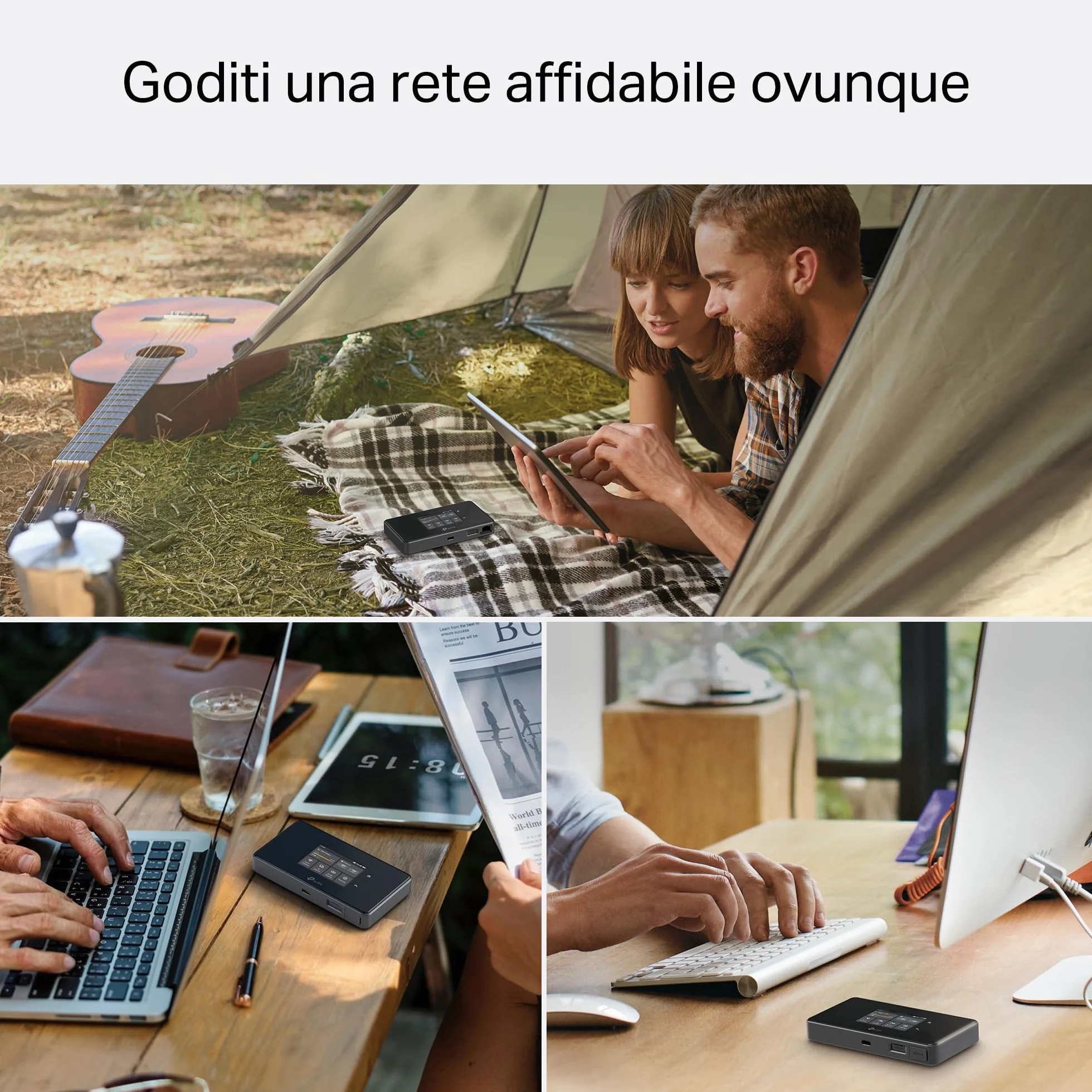 TP-Link M8550 Router 5G WiFi 6E AXE3600Mbps Tri-Band, Batteria 4700mAh, WAN/LAN Gigabit, Touchscreen