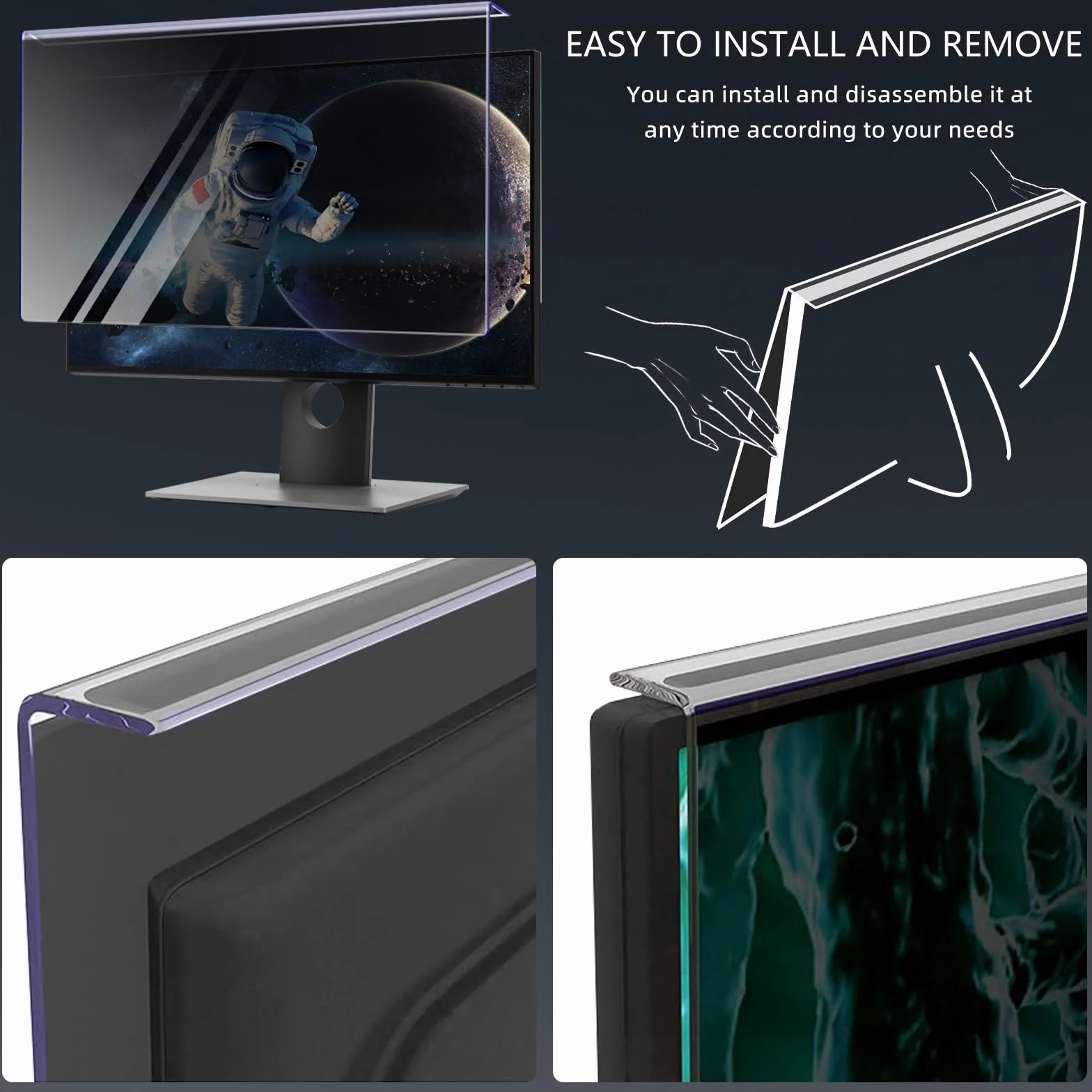HaruYo 23-24 Pollici Hanging Filtro Privacy per 23"/23,6"/23,8"/24" Monitor, Privacy Pellicola de Protezione Filtro, Anti-UV, Anti Luce Blu, Anti Spy Proteggi Schermo (23-24")