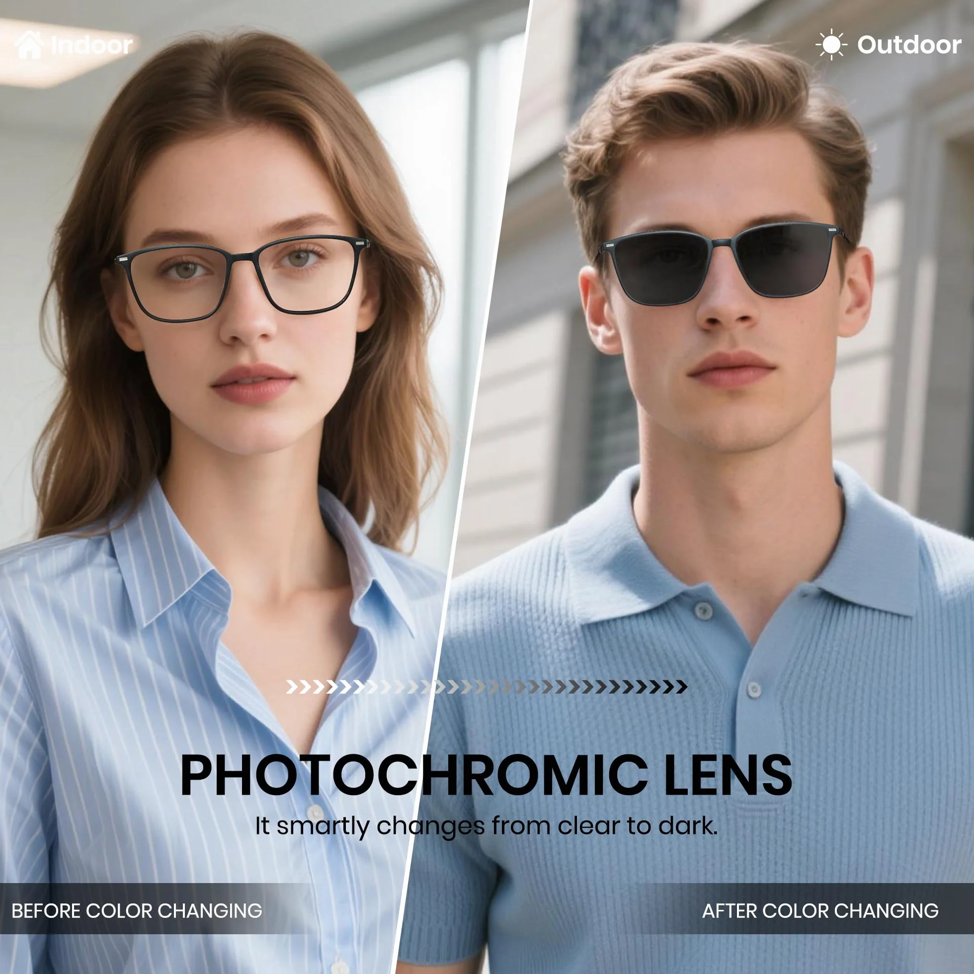 Cyxus Occhiali Fotocromatici Protezione UV Filtro Luce Blu Classico Quadrato