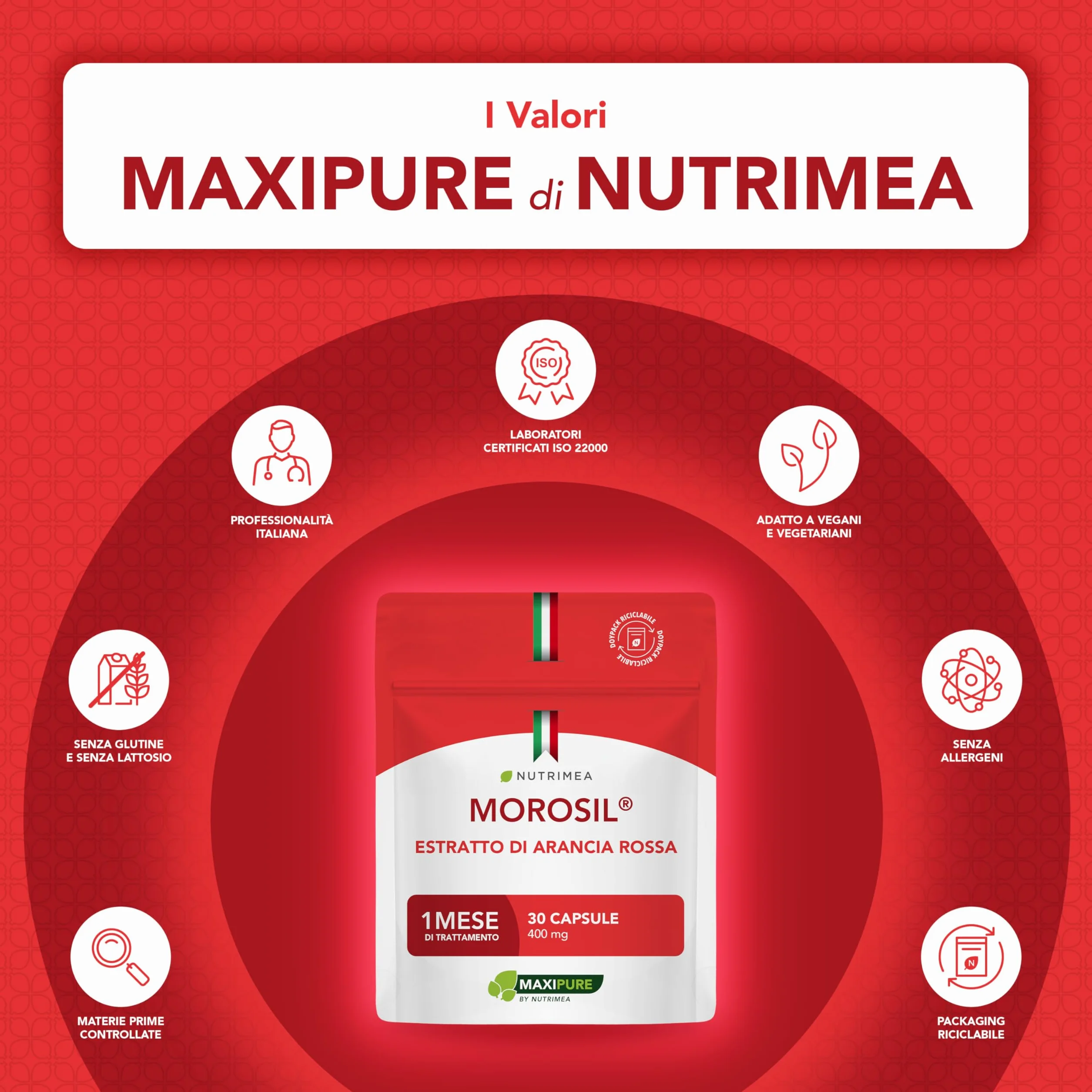 Morosil 400 mg Estratto Brevettato di Arancia Moro 30 Capsule Vegane Nutrimea