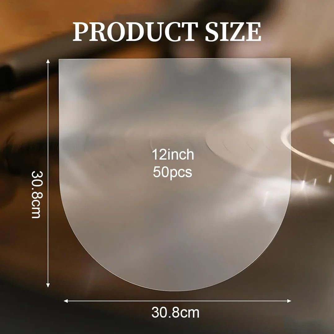 50 Pezzi Buste Vinili 33 Giri, Protezione Antistatica per Dischi Vinile, Vinyl Sleeves Trasparenti, Custodie Plastiche per Vinili da 12 Pollici