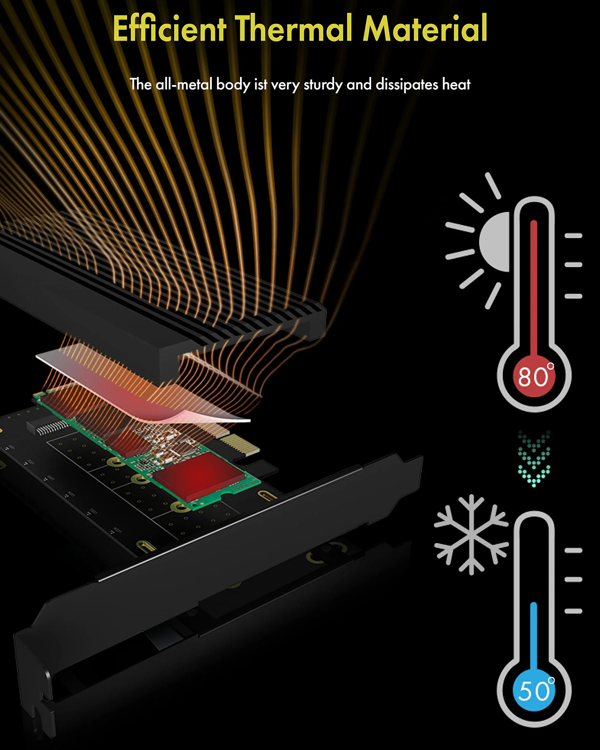ICY BOX NVMe M.2 SSD a PCIe 4.0 X4 con dissipatore di calore in alluminio per Key-M con USB C