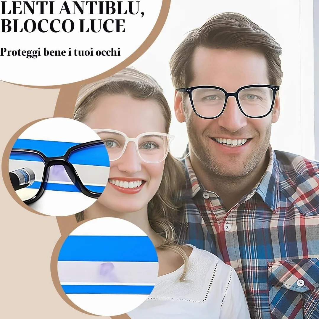 Occhiali Luce Blu Donna Uomo Set 2 Anti Luce Blu Computer Filtro