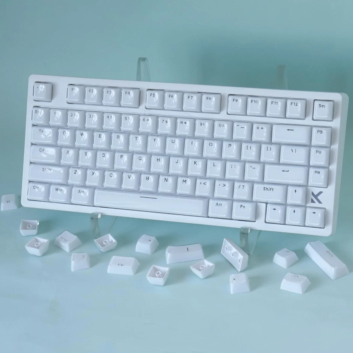 JakeTsai Crystal Jelly Keycaps, PBT Keycap 134 Keys OEM Profile Double Shot White Translucent Custom Keycaps for Cherry MX Switch Mechanical Keyboard