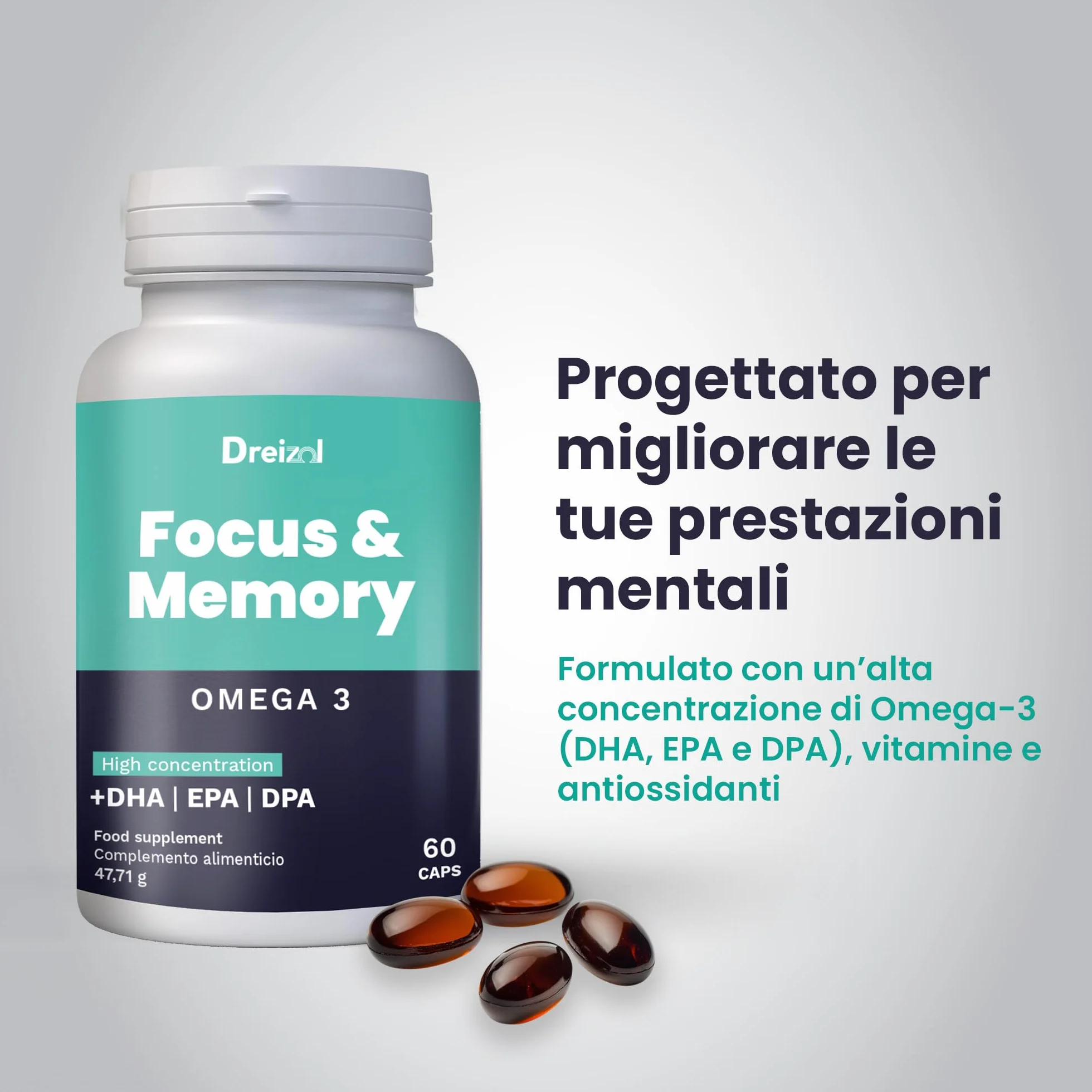 Brudy Lab Focus & Memory Nootropico Concentrato Omega 3 Alto DHA 60 capsule