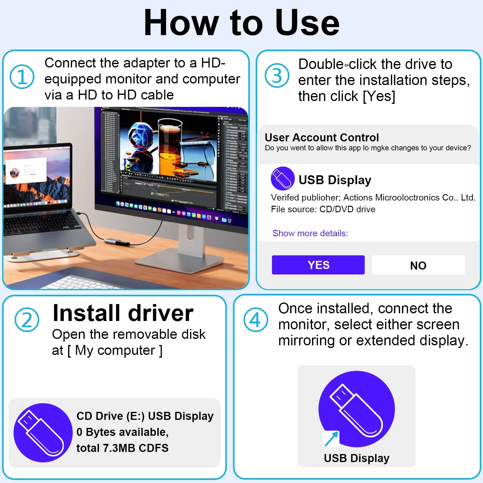 Adattatore da USB a HDMI, 1080P Convertitore da USB-A a HDMI, Adattatore in alluminio, adatto per PC, laptop, monitor, proiettori e TV, Compatibile con macOS e Windows 11/10/8.1/8/7