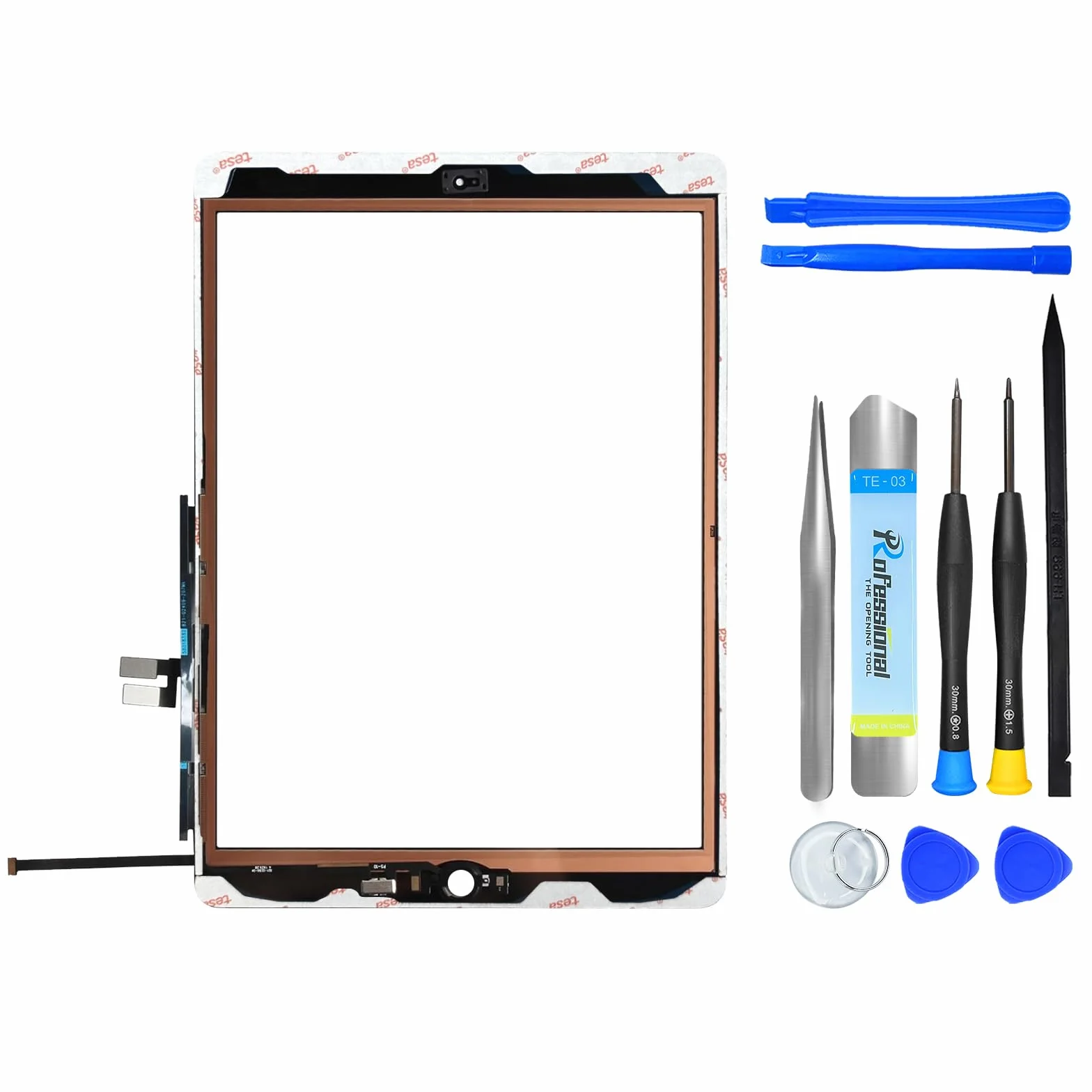 NB+ Schermo di ricambio per iPad 7/8 generazione Touch Glass 10,2" A2197/A2198/A2200/A2270/A2428/A2429/A2430, nessun tasto Home, kit di riparazione completo con video