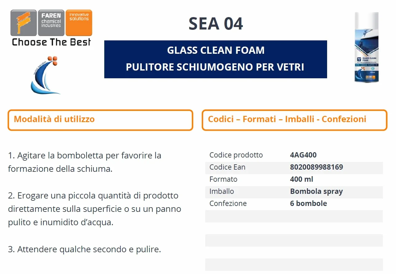 Faren SEA04 Pulitore Schiumogeno per Vetri 400ml (2)